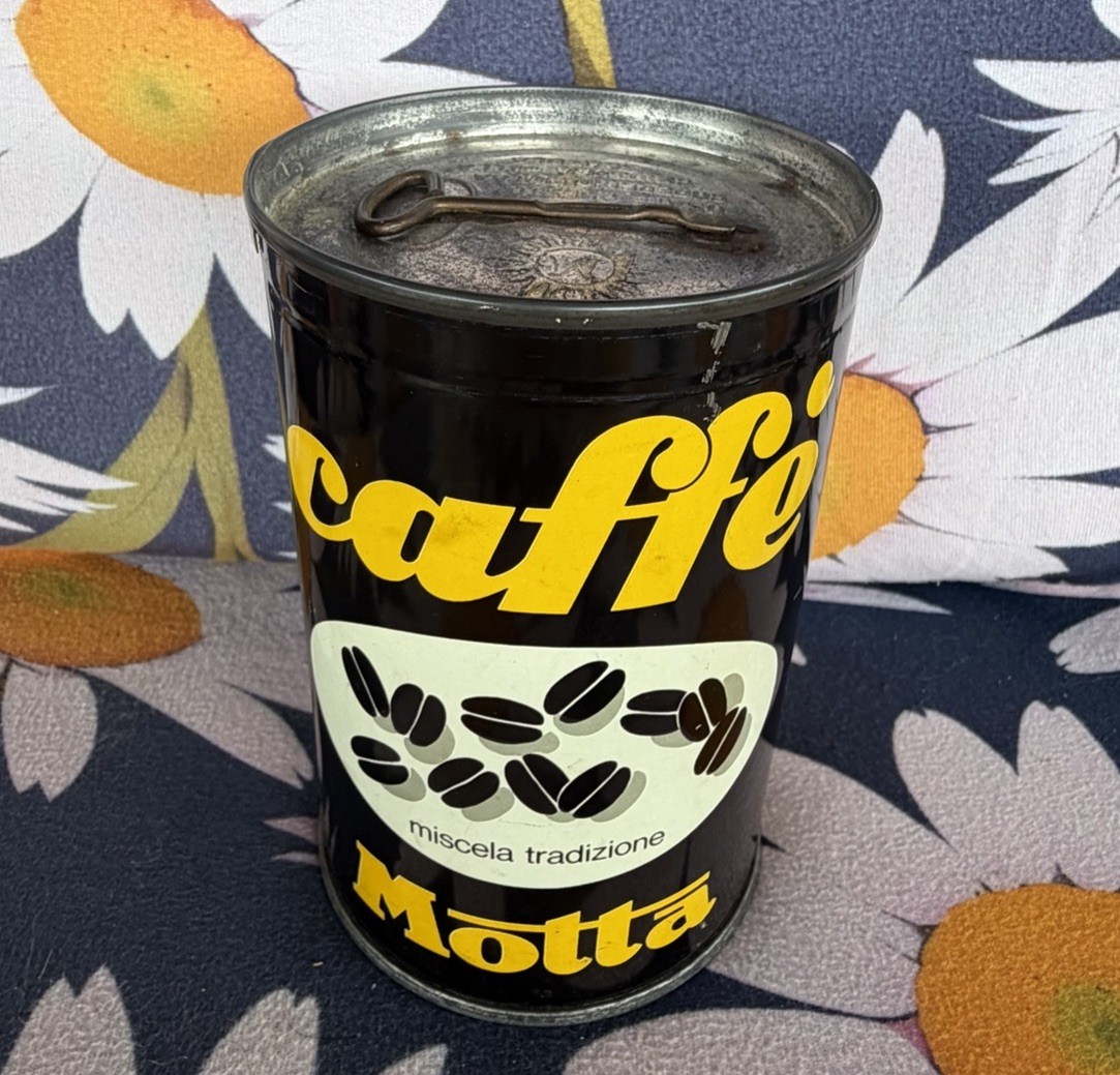 Vintage 1960s Caffe Motta Coffee Keywind Tin - Italian Litho Can - MCM Unopened