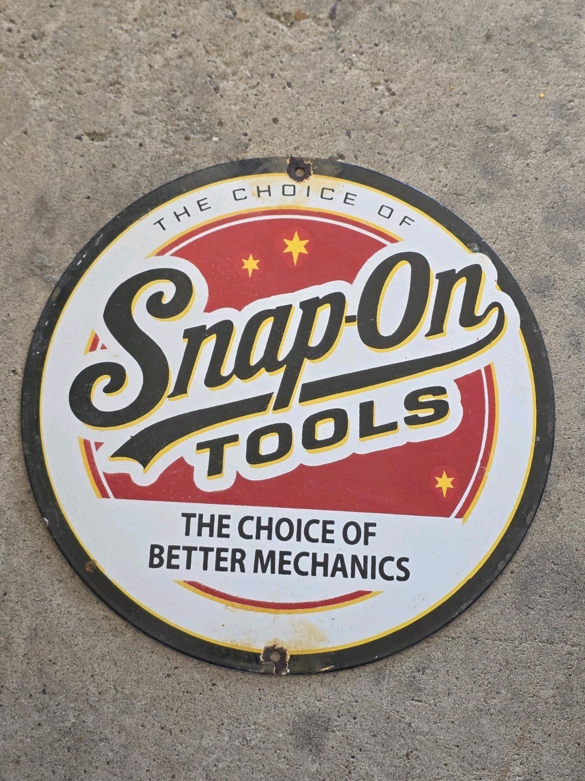 VINTAGE SNAP-ON TOOLS PORCELAIN SIGN THE CHOICE OF BETTER MECHANICS 12"