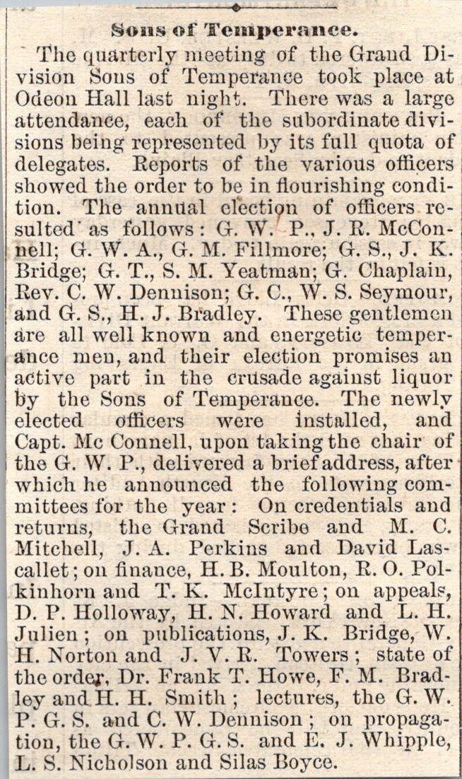 The Quarterly Meeting Of The Grand Division Sons Of Temperance 1881 Ad 5AK9-M25
