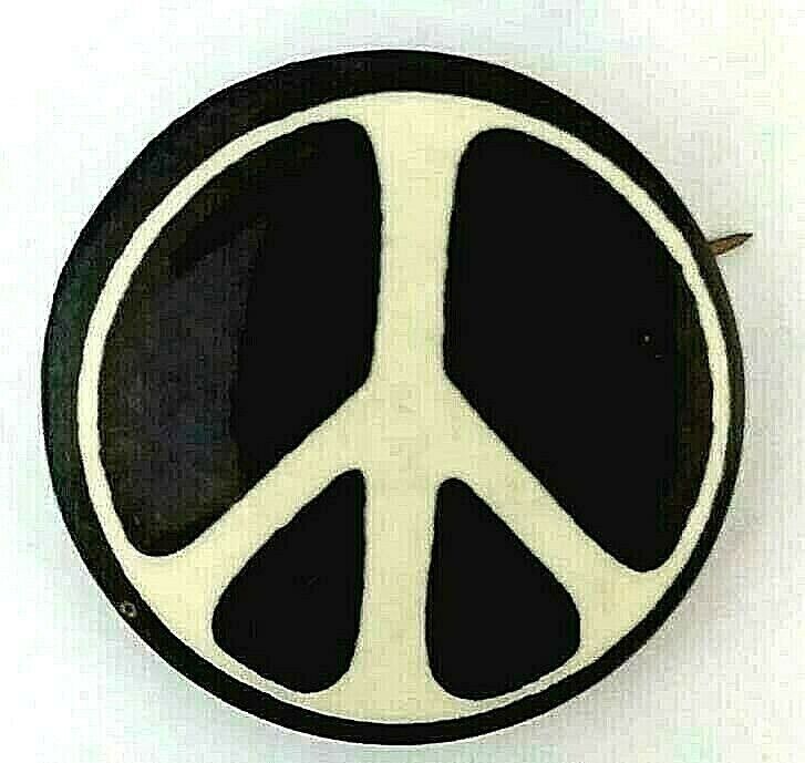 PEACE SIGN BUTTON  - An ORIGINAL 1964 Peace March Pinback Button: WHITE