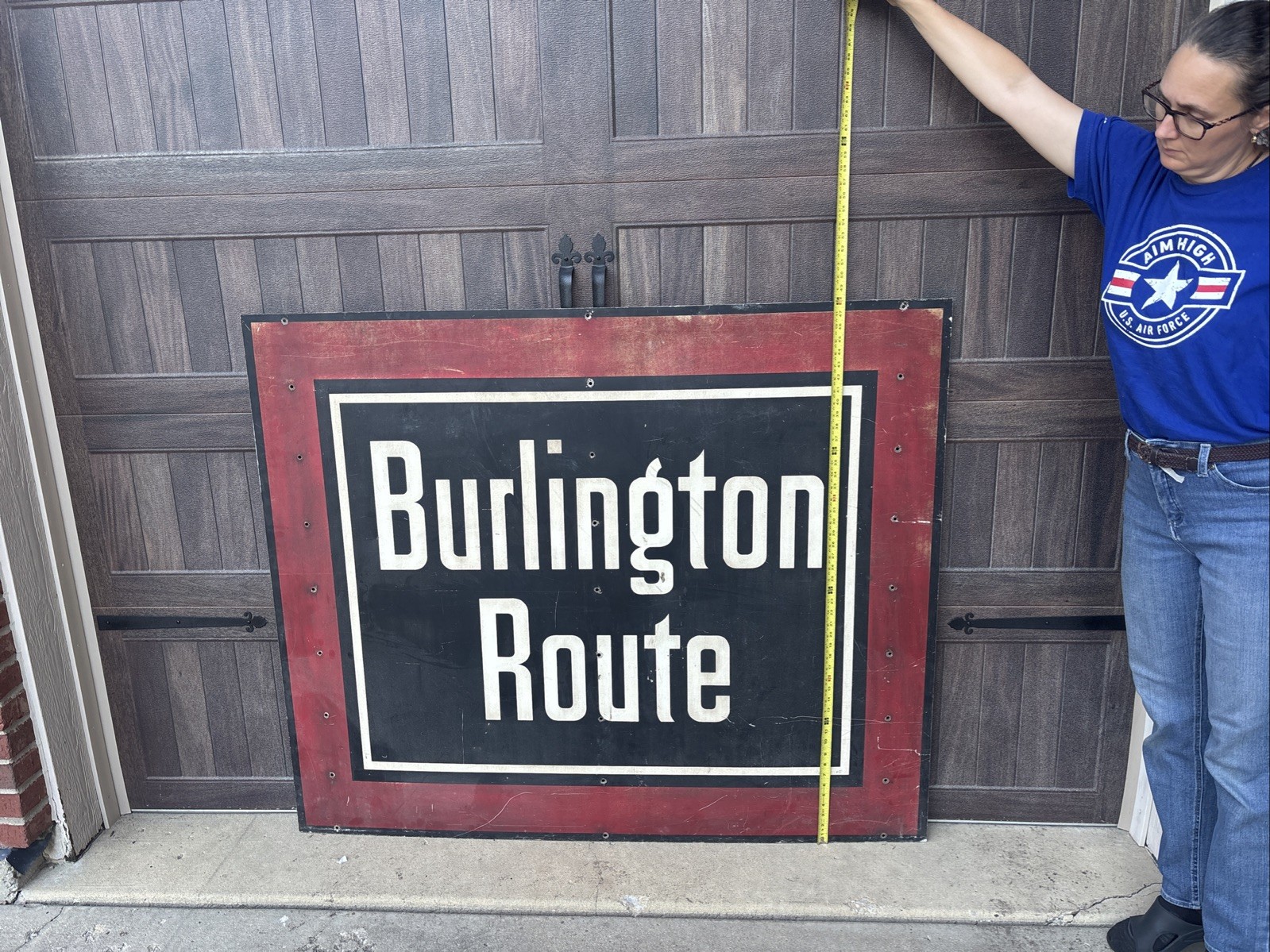 Original Vintage CB&Q Burlington Route Railroad Boxcar Sign (57.75" x 48")