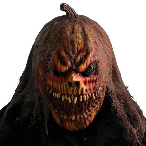 Scary Pumpkin Scarecrow Full Head Mask, Terrifying Rotten Bloody Grinning Pumpki Scary Pumpkin Scarecrow Full Head Mask, Terrifying Rotten Bloody Grinning Pumpki