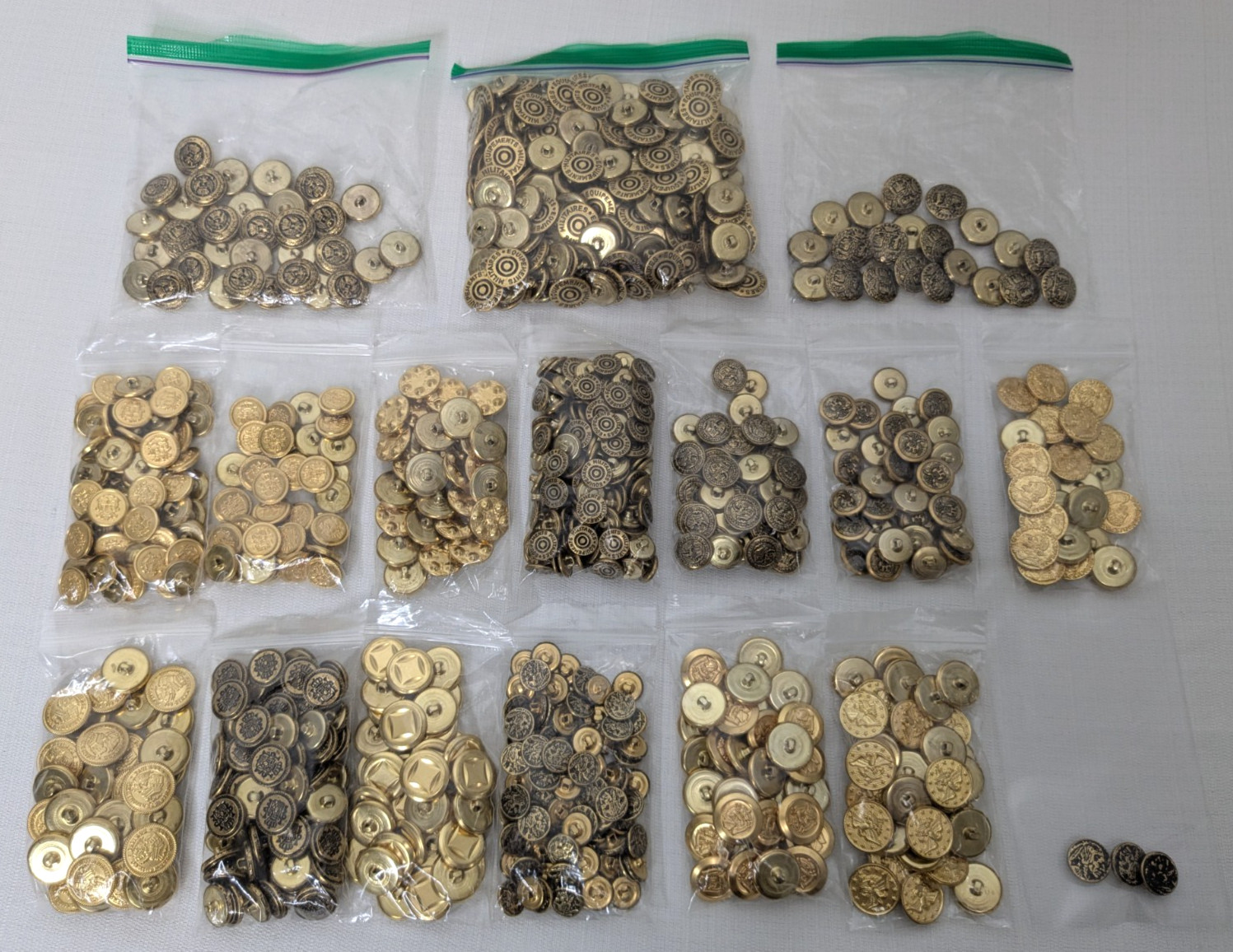 Vintage Lot of 846 Gold Round Shank Buttons Gold Brass Metal Uniforms Jackets Vintage Lot of 846 Gold Round Shank Buttons Gold Brass Metal Uniforms Jackets