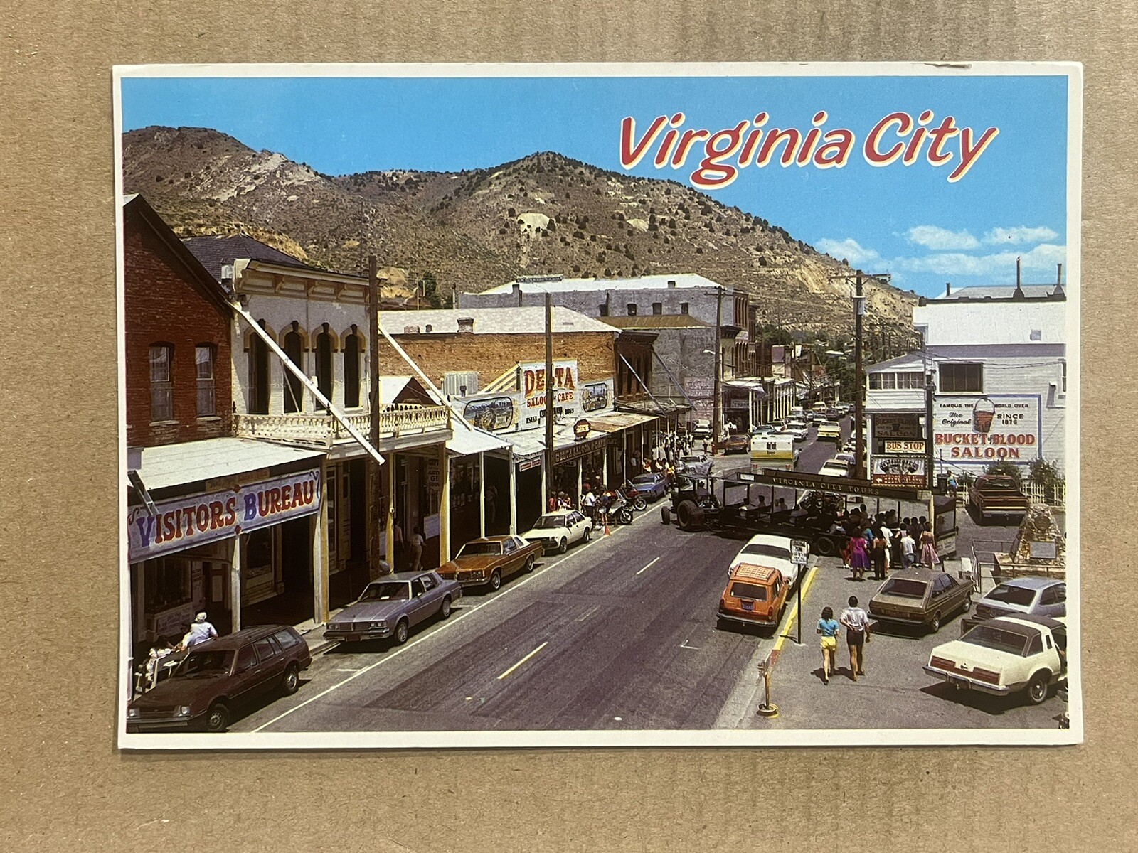 Postcard Virginia City NV Nevada C Street Old Cars Delta Saloon Tour Tractor Postcard Virginia City NV Nevada C Street Old Cars Delta Saloon Tour Tractor
