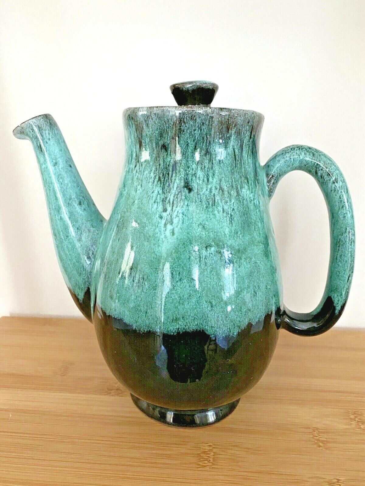 Vintage Artist Glazed Tea/Coffee Pot With Lid 8 Inch High See description