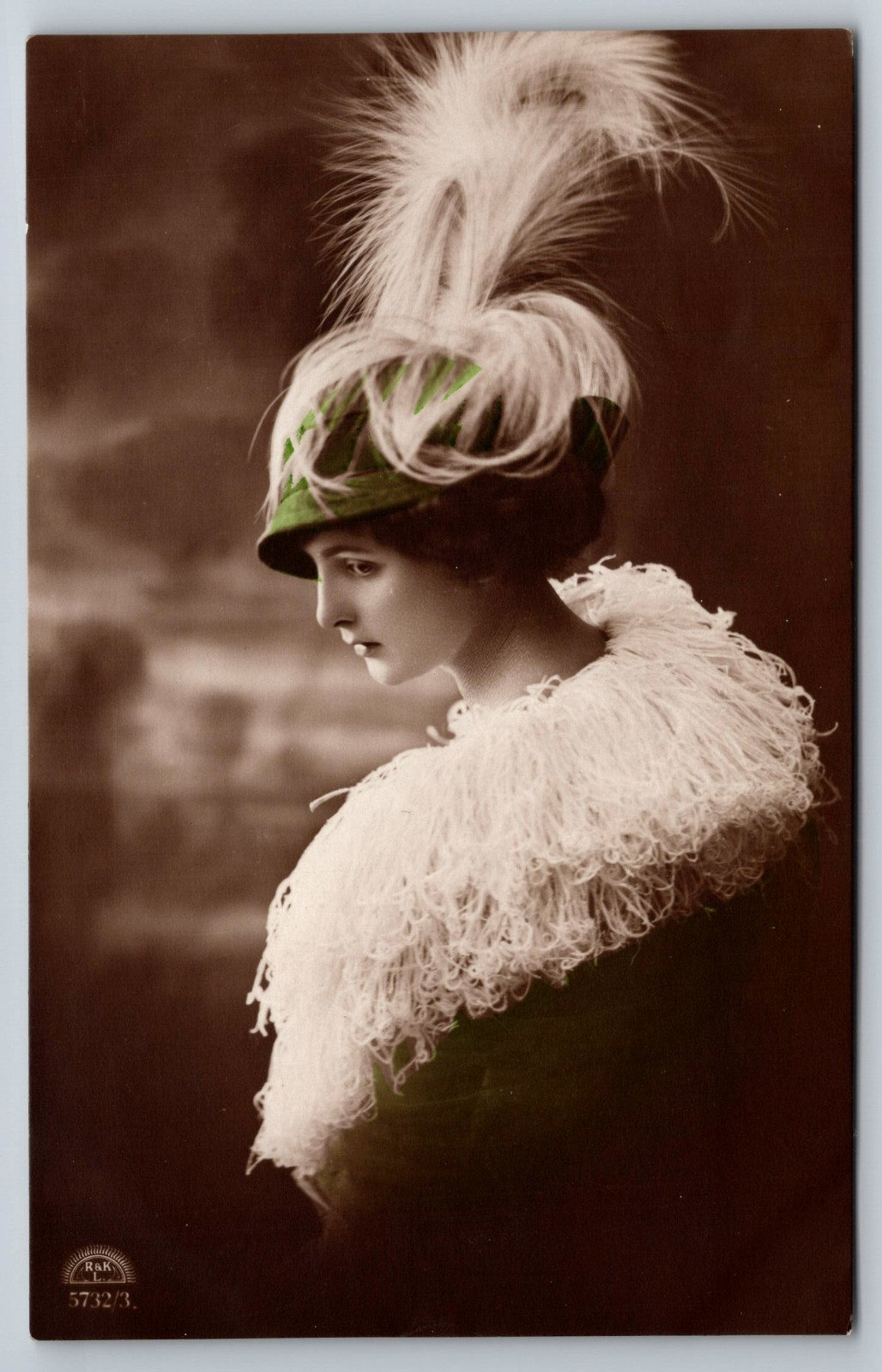 Vintage Real Photo Postcard Beautiful Woman Portrait Feather Hat RPPC Glamour Vintage Real Photo Postcard Beautiful Woman Portrait Feather Hat RPPC Glamour