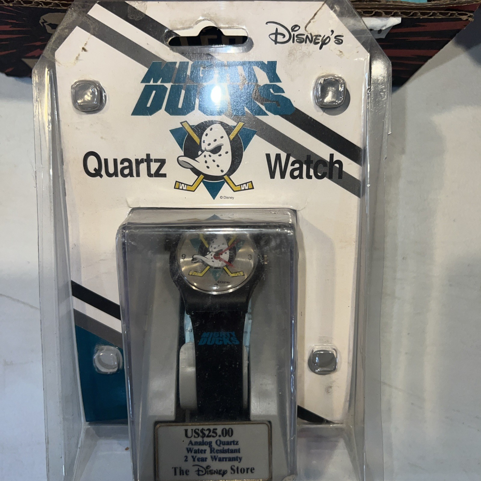 DISNEY'S MIGHTY DUCKS WATCH WITH ROTATING PUCK IN CASE EXTREMELY RARE VINTAGE