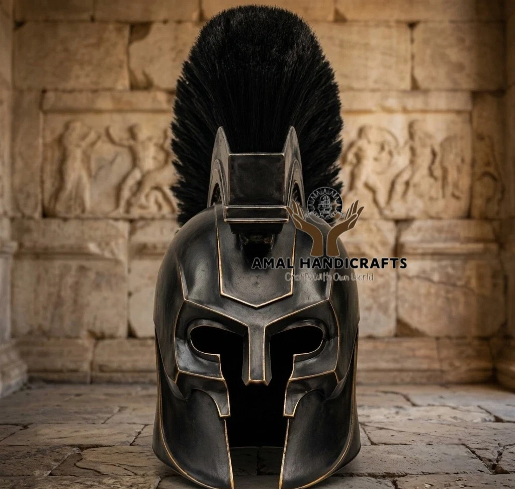 AMAL THE ODDYSSEY MOVIE Agamemnon Helmet with Crest Greek Warrior Replica Armor AMAL THE ODDYSSEY MOVIE Agamemnon Helmet with Crest Greek Warrior Replica Armor