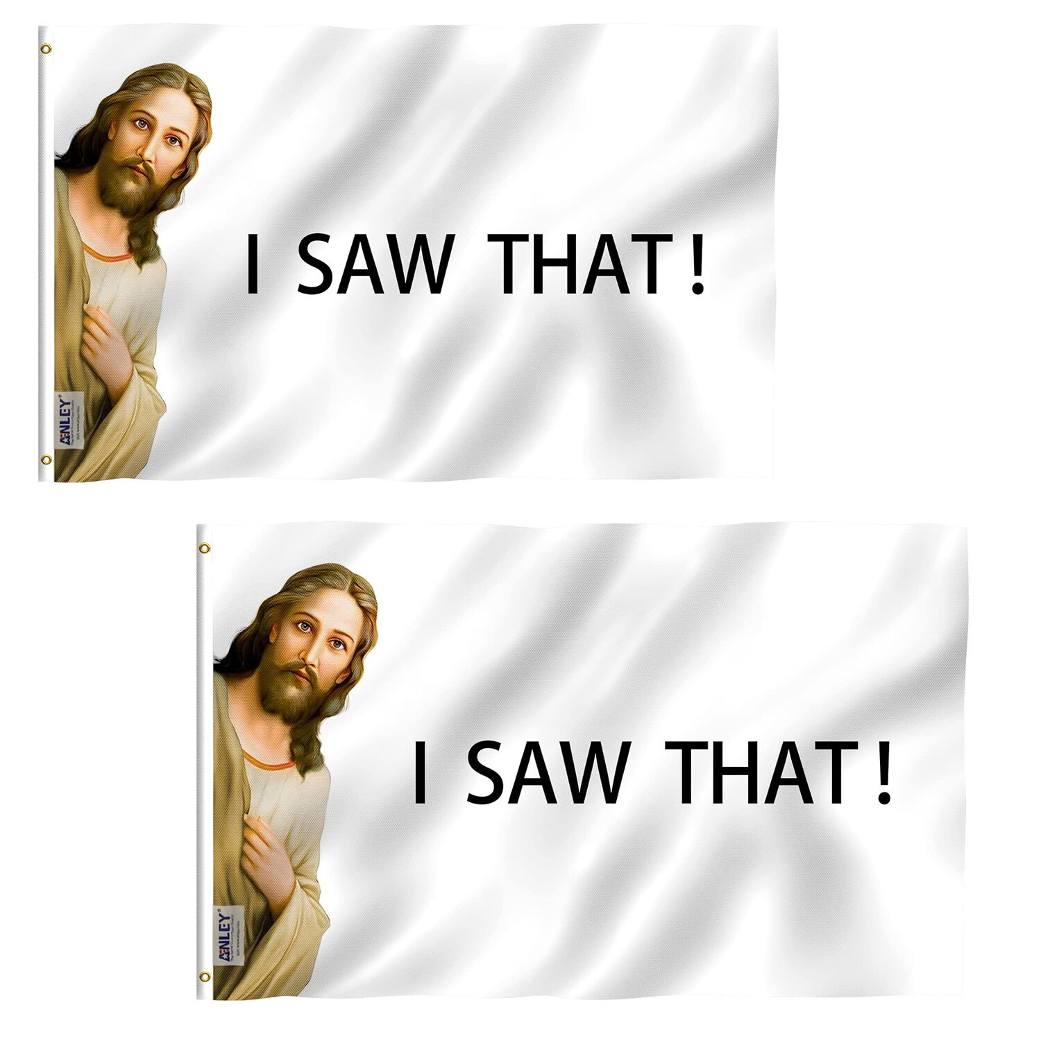 Anley 2 Pack 3x5 Ft I Saw That Jesus Christ Flag - College Funny Dorm Flags