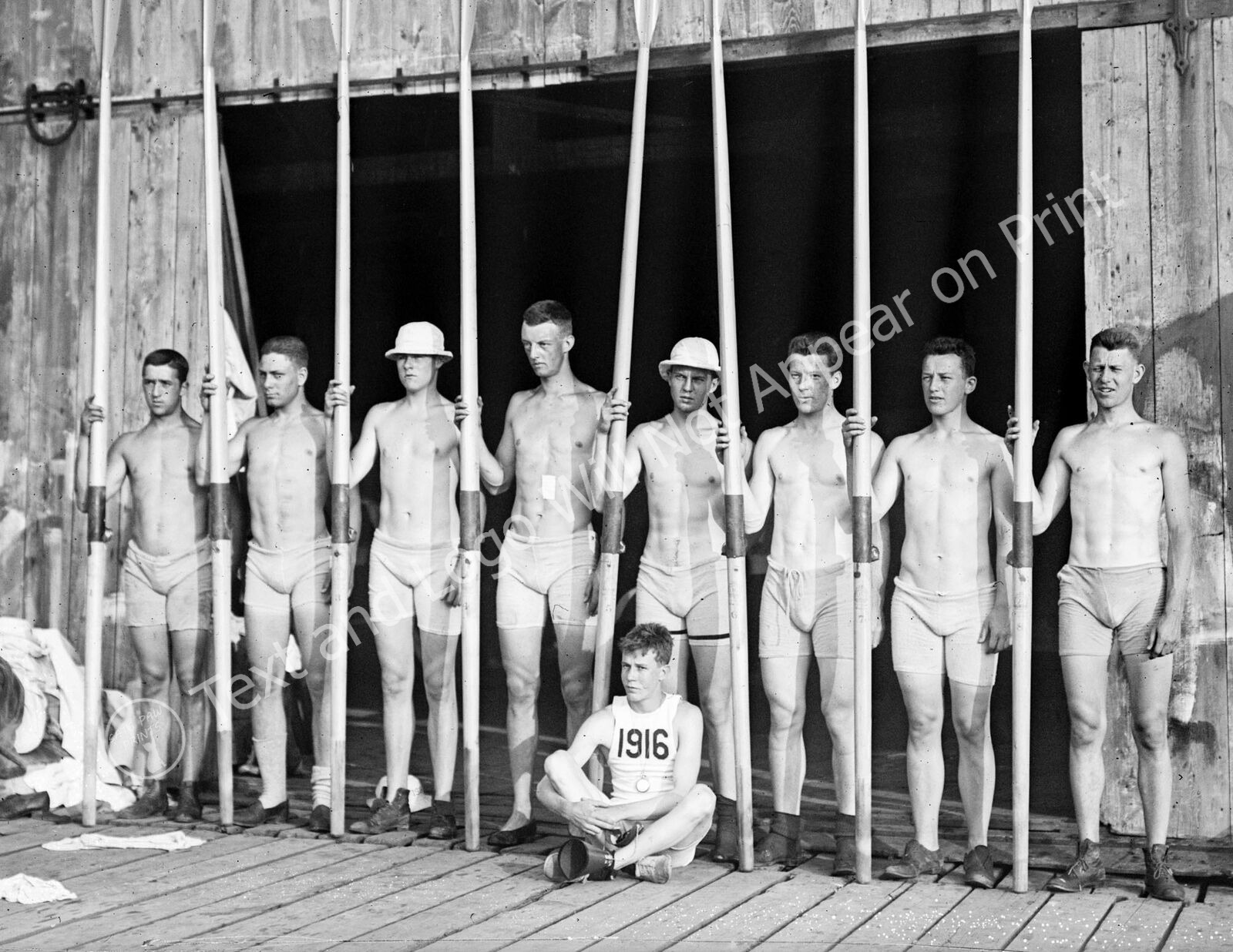 1913 Yale Freshman 8 Crew Team Vintage Old Photo 8.5\