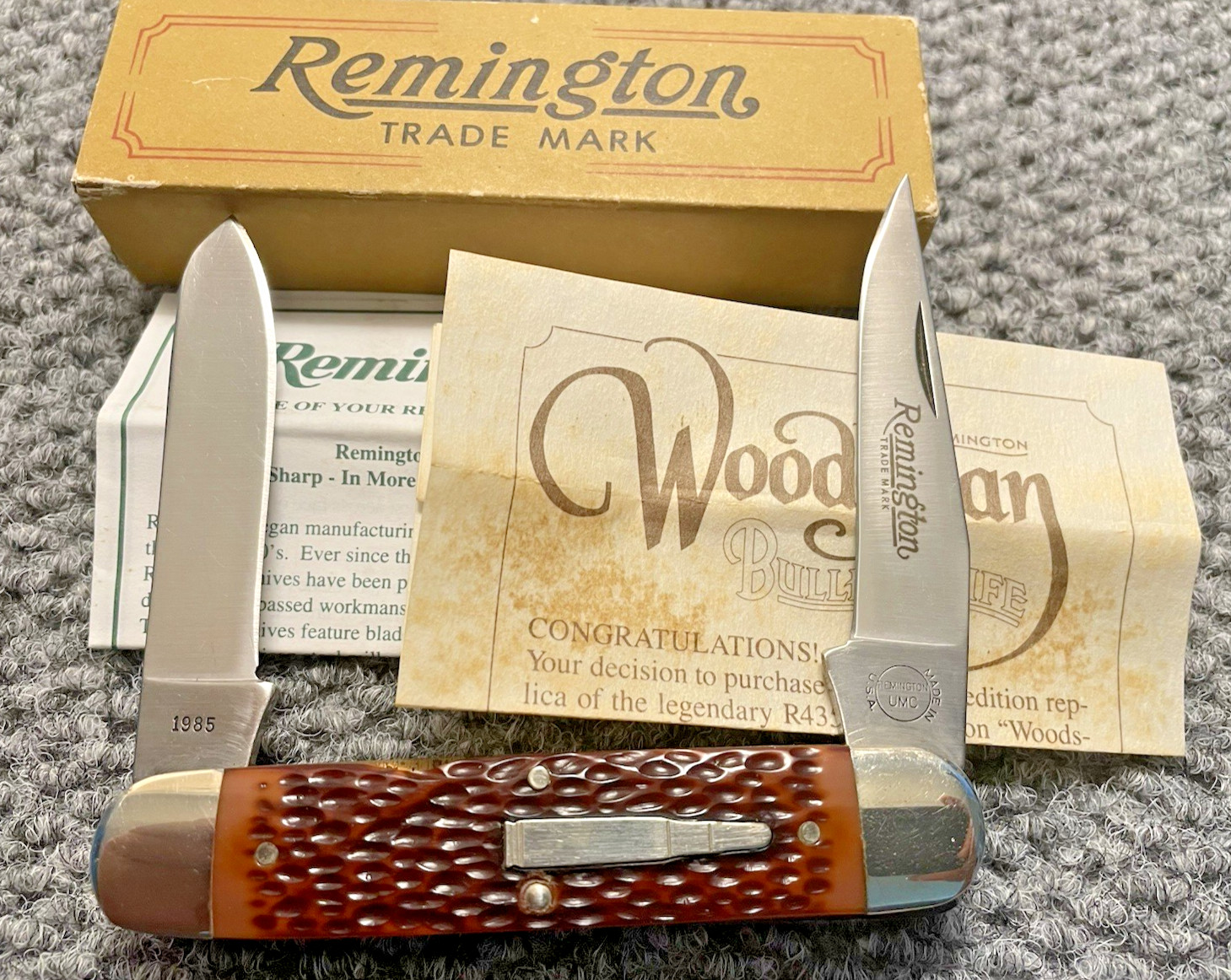 Vintage Remington 1985 Woodsman Bullet Knife #R4353 NIB Excellent Condition