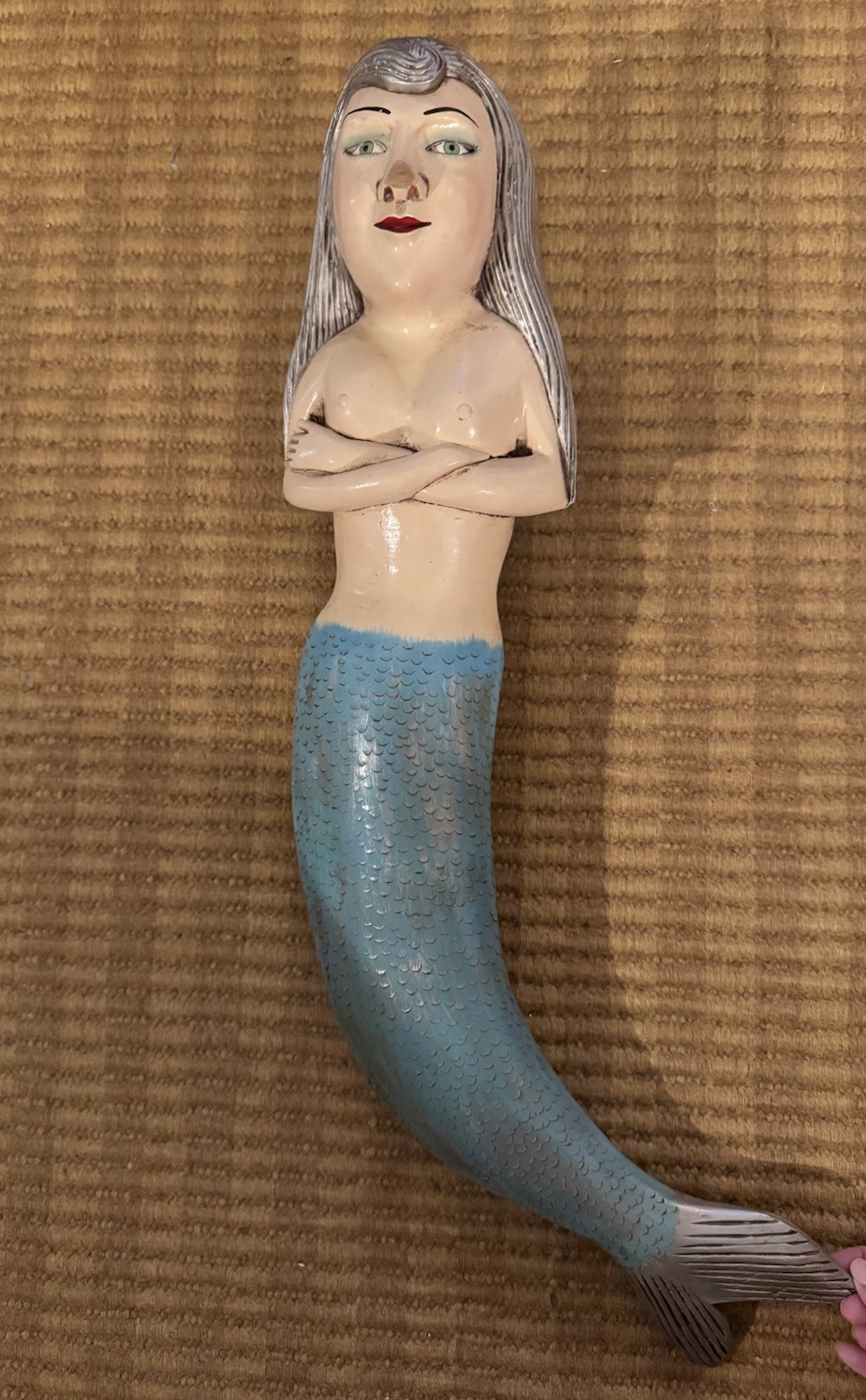 Vintage Mexico Tocuaro Juan Horta Mermaid Wall Hanging Large Mask Signed Sculp Vintage Mexico Tocuaro Juan Horta Mermaid Wall Hanging Large Mask Signed Sculp