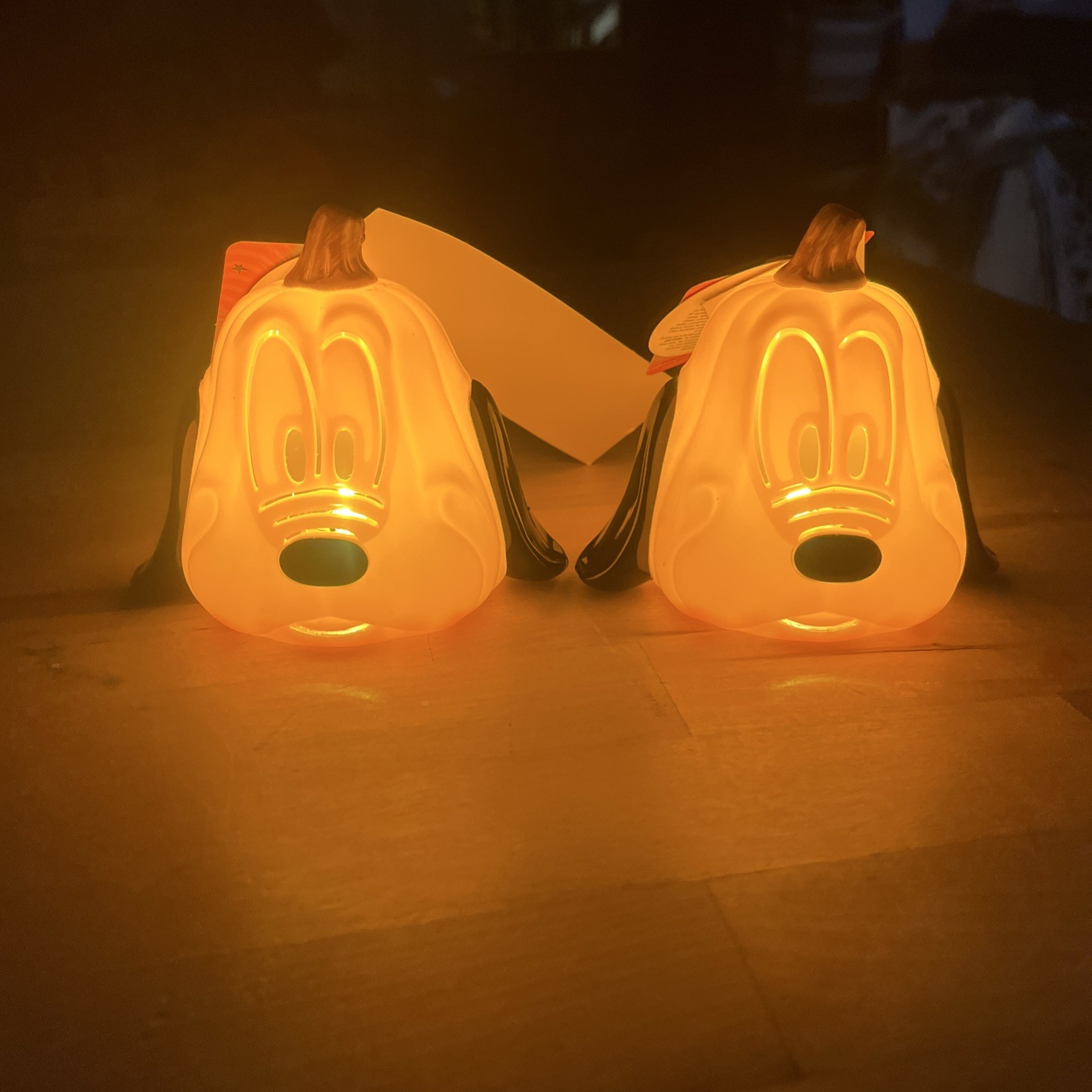 Disney Pluto 2pc Light Up Pumpkin Halloween Decor Glow Mini Jack O Lantern NEW Disney Pluto 2pc Light Up Pumpkin Halloween Decor Glow Mini Jack O Lantern NEW