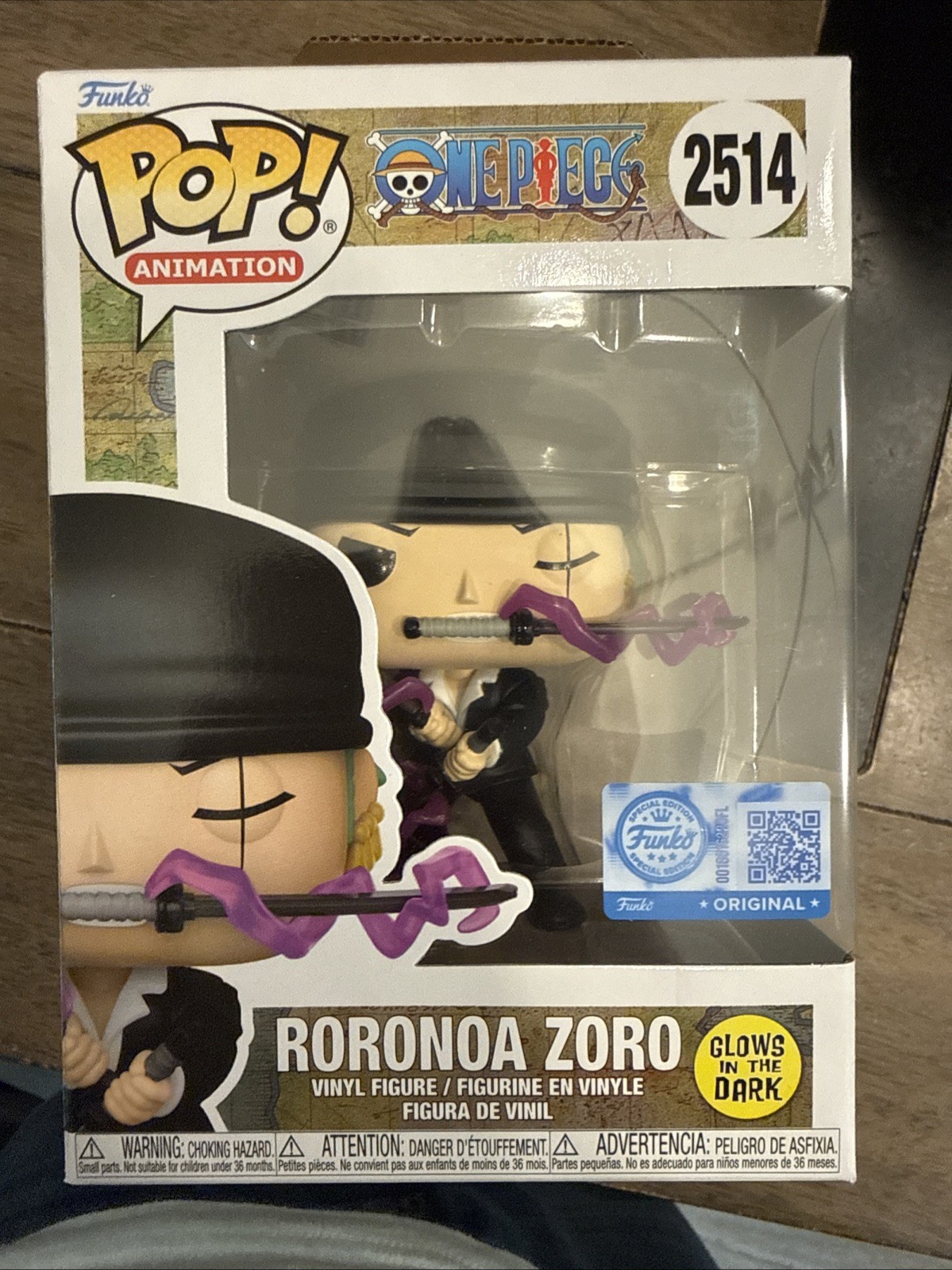 Funko Pop Roronoa Zoro Dressrosa GLOW #2514 One Piece GameStop Exclusive Funko Pop Roronoa Zoro Dressrosa GLOW #2514 One Piece GameStop Exclusive