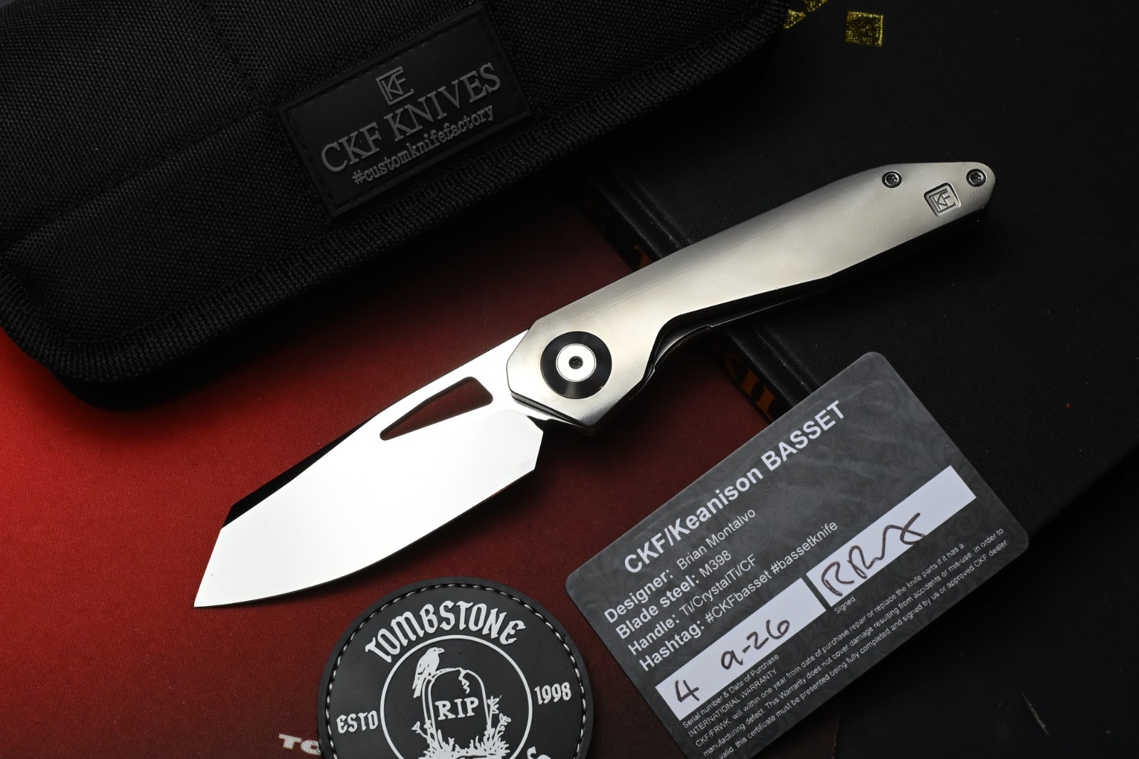 RARE Custom Knife Factory Keanison Bassett - Full Polished Ti / Polished M398 RARE Custom Knife Factory Keanison Bassett - Full Polished Ti / Polished M398