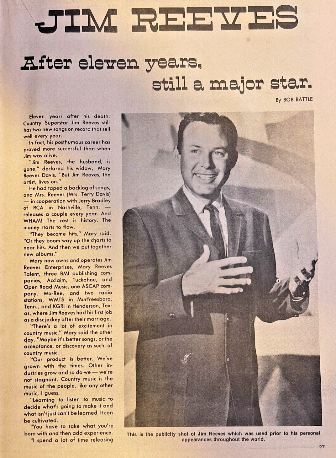 1975 Country Singer Jim Reeves