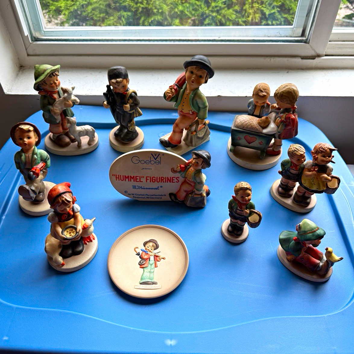 Goebel M.I. Hummel Porcelain Hand Painted Figurine Lot + Plate & Sign Boxed Goebel M.I. Hummel Porcelain Hand Painted Figurine Lot + Plate & Sign Boxed