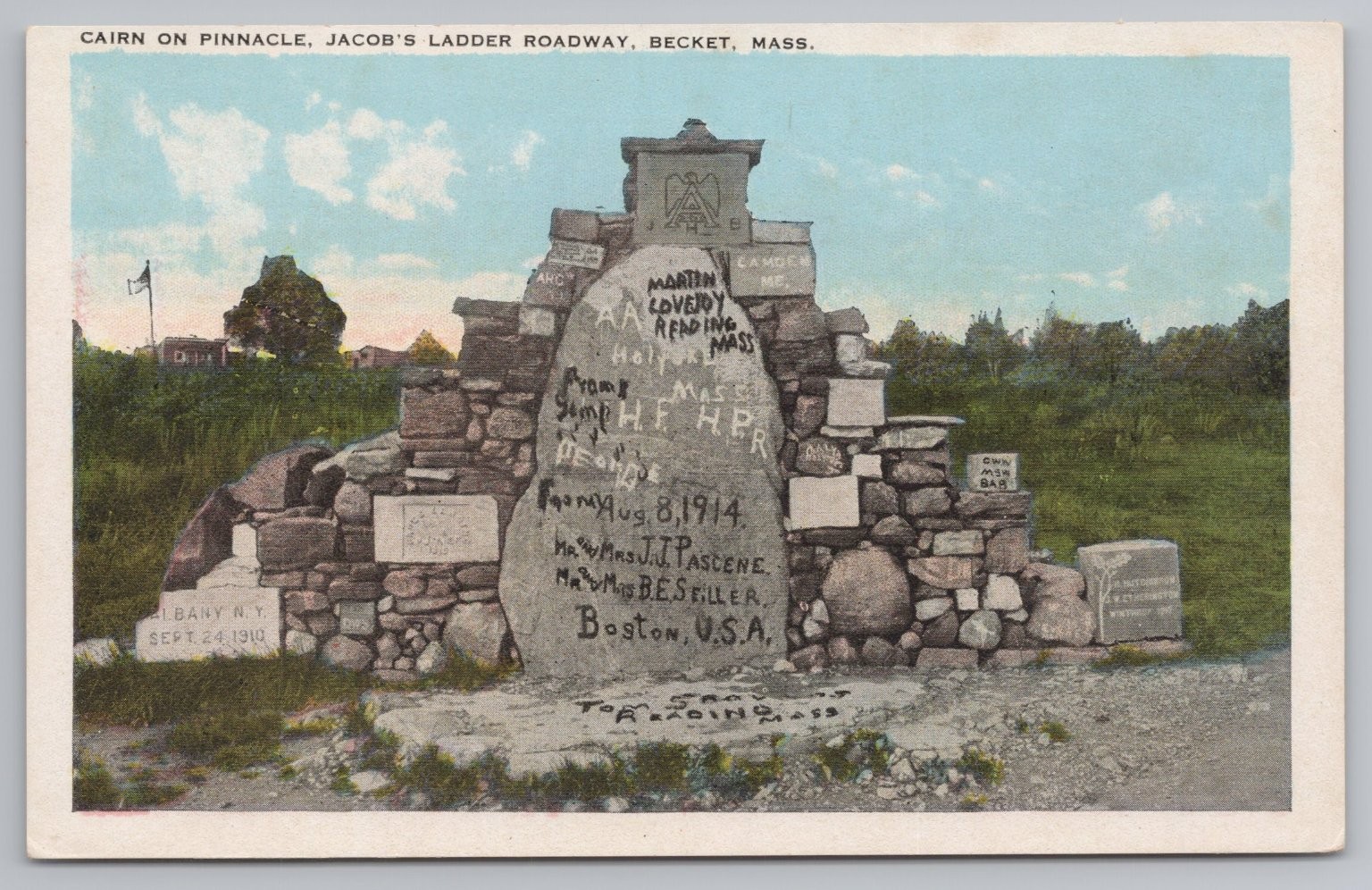 Vintage Postcard: Jacob's Ladder Roadway Cairn, Becket, Massachusetts, 1910s Vintage Postcard: Jacob's Ladder Roadway Cairn, Becket, Massachusetts, 1910s