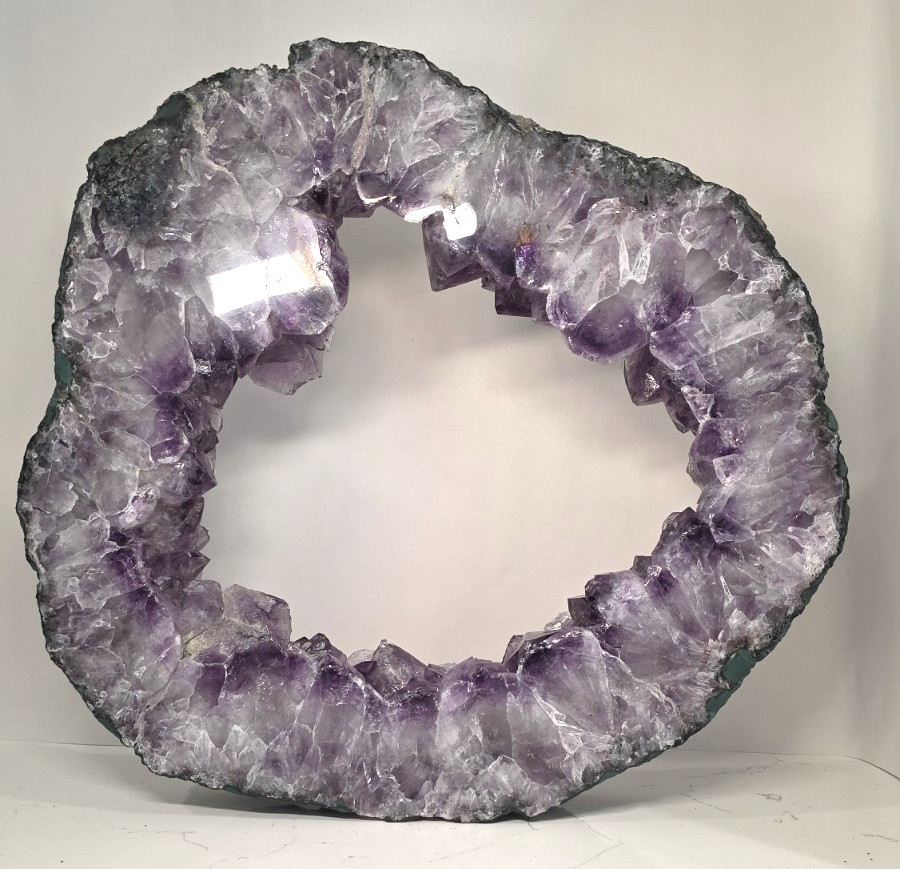 20LB 15.5" Large Amethyst Geode Ring Slice Crystal Portal Open Center Specimen 20LB 15.5" Large Amethyst Geode Ring Slice Crystal Portal Open Center Specimen