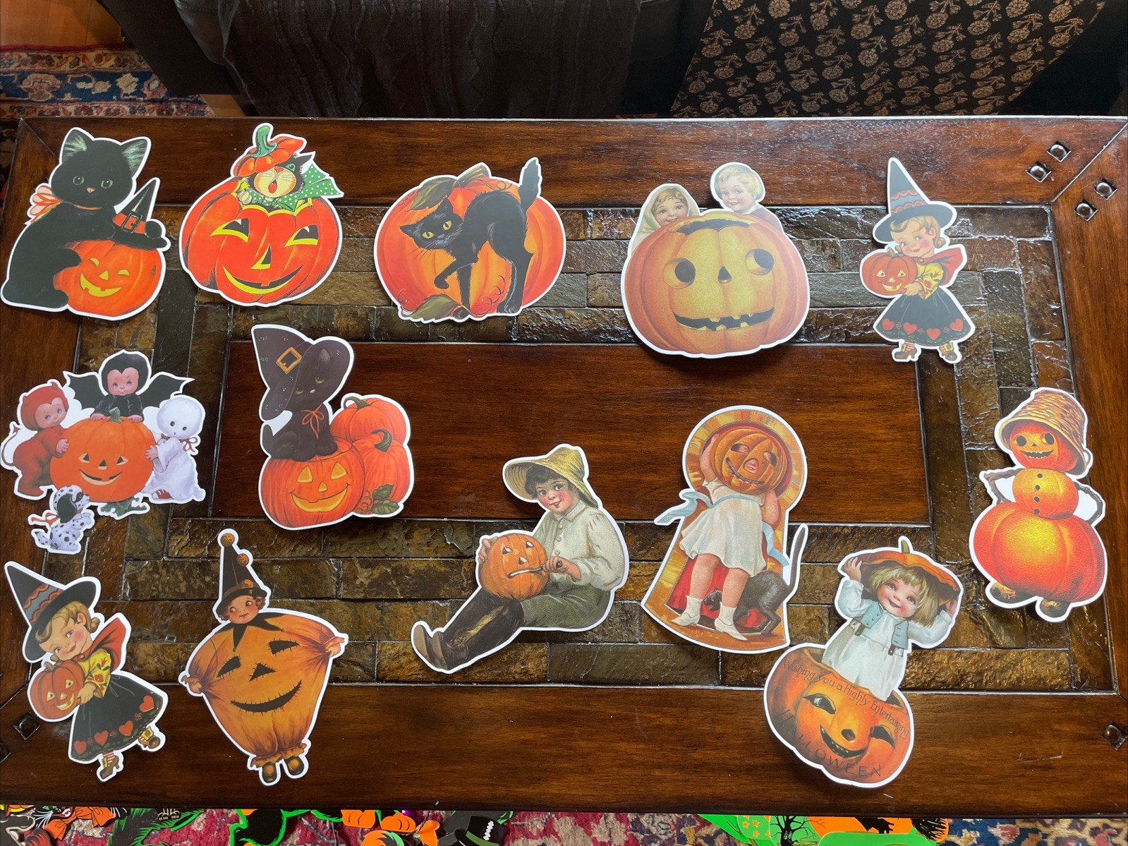 Halloween Decorations Diecut beistle Witch Pumpkin House Cat Vintage Antique H53 Halloween Decorations Diecut beistle Witch Pumpkin House Cat Vintage Antique H53