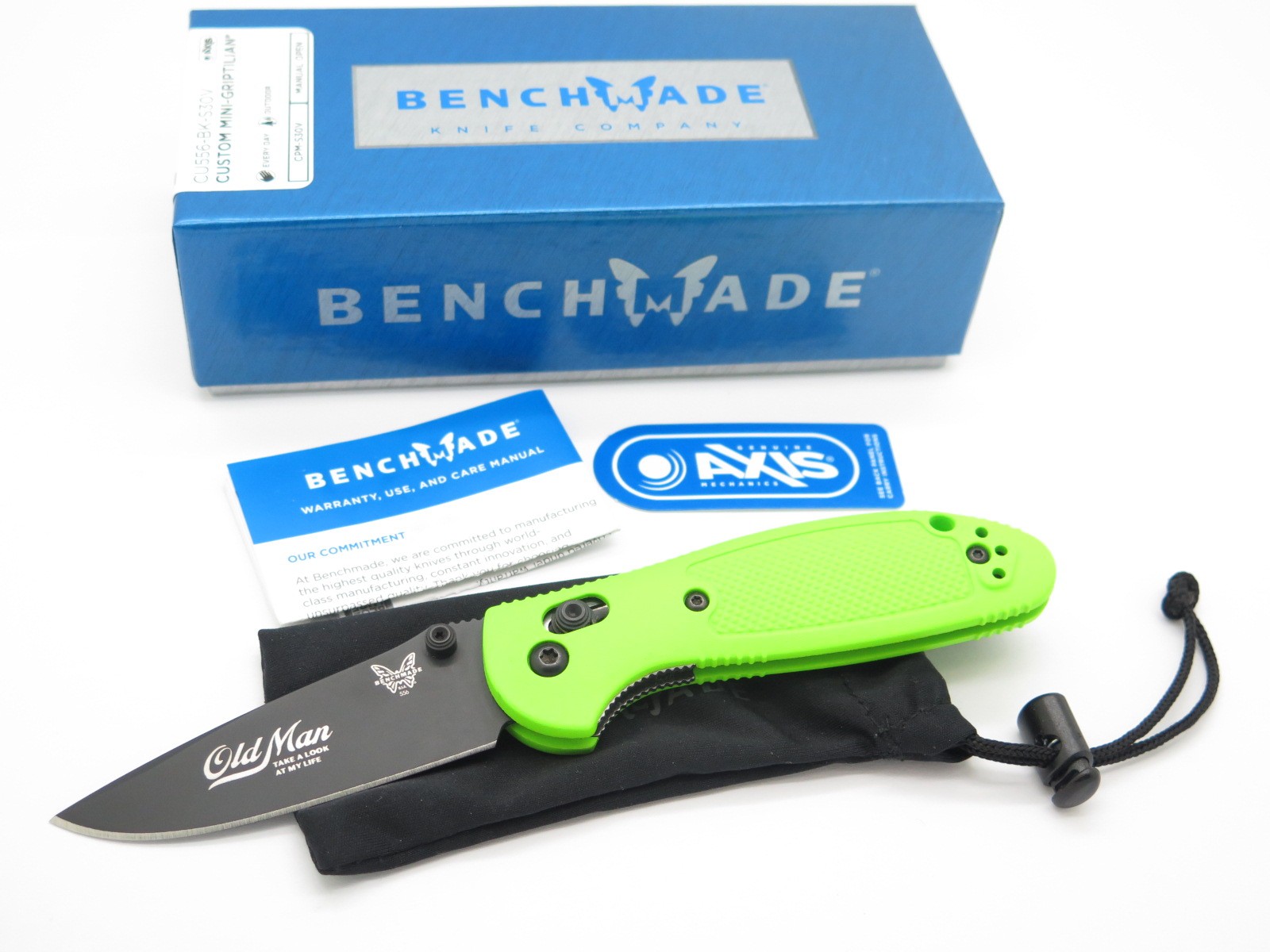 Benchmade Custom Green 556 Mini Griptilian Mel Pardue CPMS30V Axis Folding Knife Benchmade Custom Green 556 Mini Griptilian Mel Pardue CPMS30V Axis Folding Knife