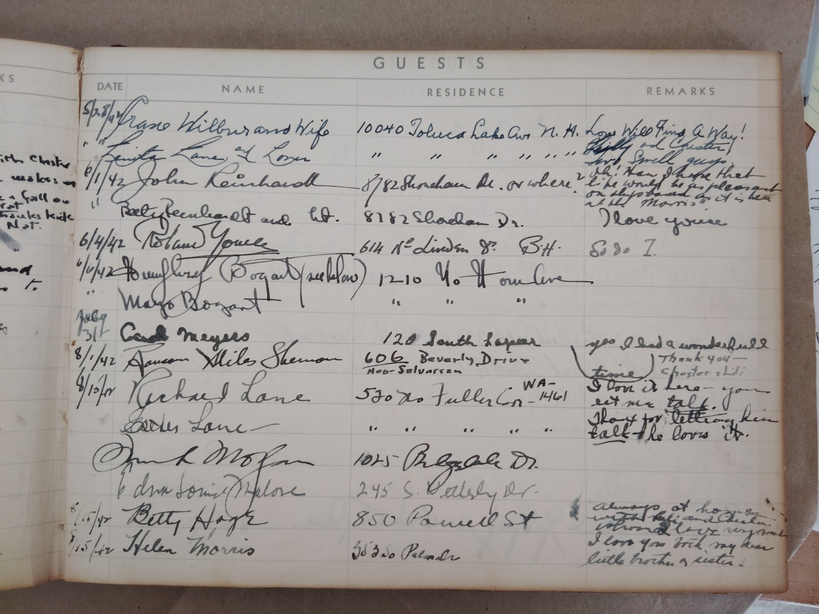 Hollywood Guest Book 1942-48 Bogart Frank Morgan Vincent Price Cassini Kaye MORE Hollywood Guest Book 1942-48 Bogart Frank Morgan Vincent Price Cassini Kaye MORE