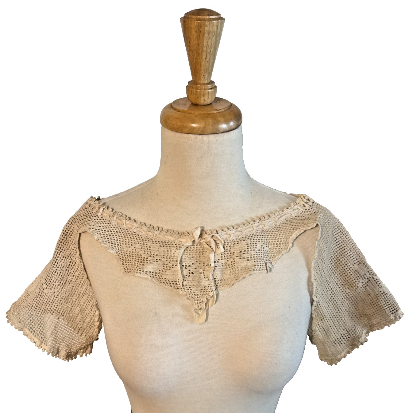 Antique 1910s Edwardian Hand Crochet Lace Dress Nightgown Yoke Topper Antique 1910s Edwardian Hand Crochet Lace Dress Nightgown Yoke Topper
