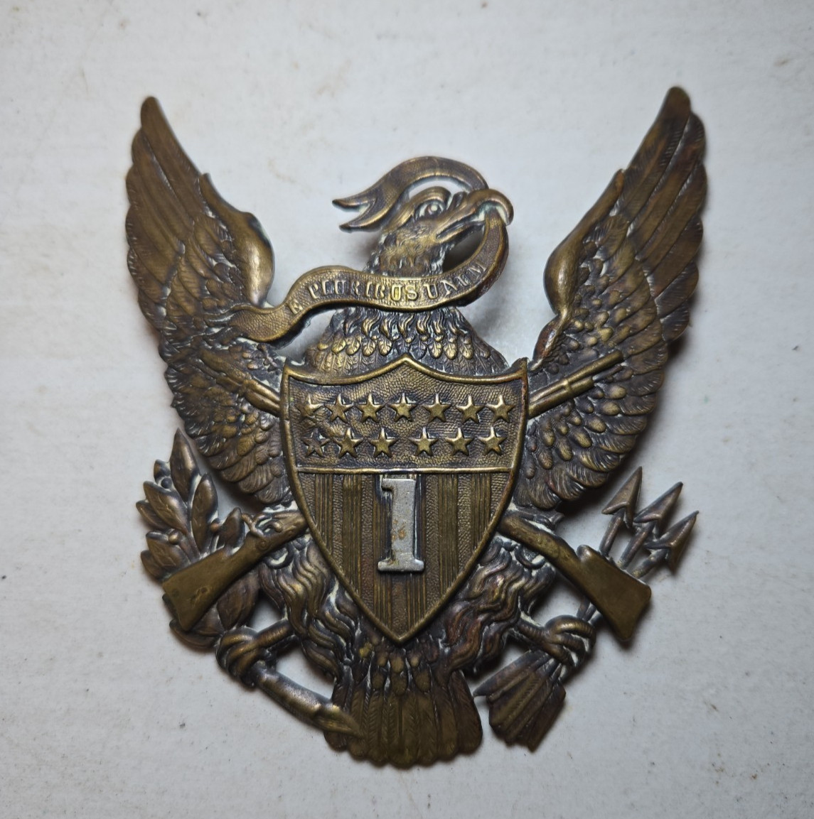 Indian Wars Model 1881 Shako Hat Badge Plate - 1st Artillery Indian Wars Model 1881 Shako Hat Badge Plate - 1st Artillery