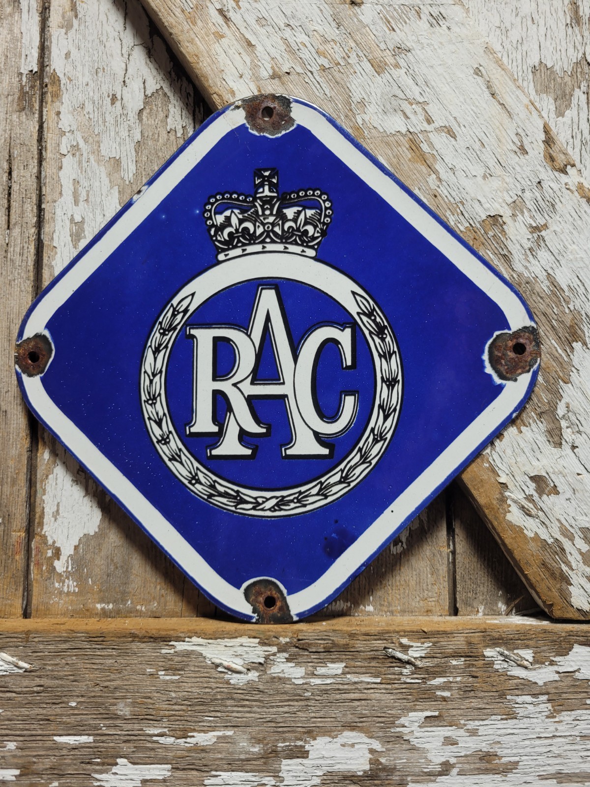 VINTAGE ROYAL AUTOMOBILE CLUB PORCELAIN SIGN OLD BRITISH RAC CAR MEMBERS LONDON VINTAGE ROYAL AUTOMOBILE CLUB PORCELAIN SIGN OLD BRITISH RAC CAR MEMBERS LONDON