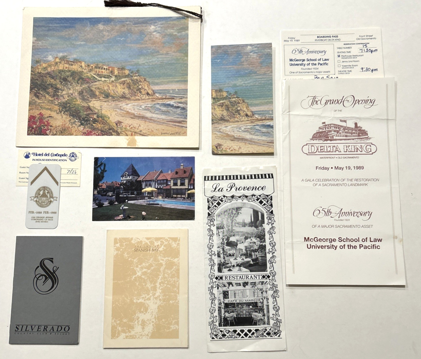 CALIFORNIA Ephemera LOT Catalina SILVERADO Spanish Bay Provence DELTA KING RITZ CALIFORNIA Ephemera LOT Catalina SILVERADO Spanish Bay Provence DELTA KING RITZ
