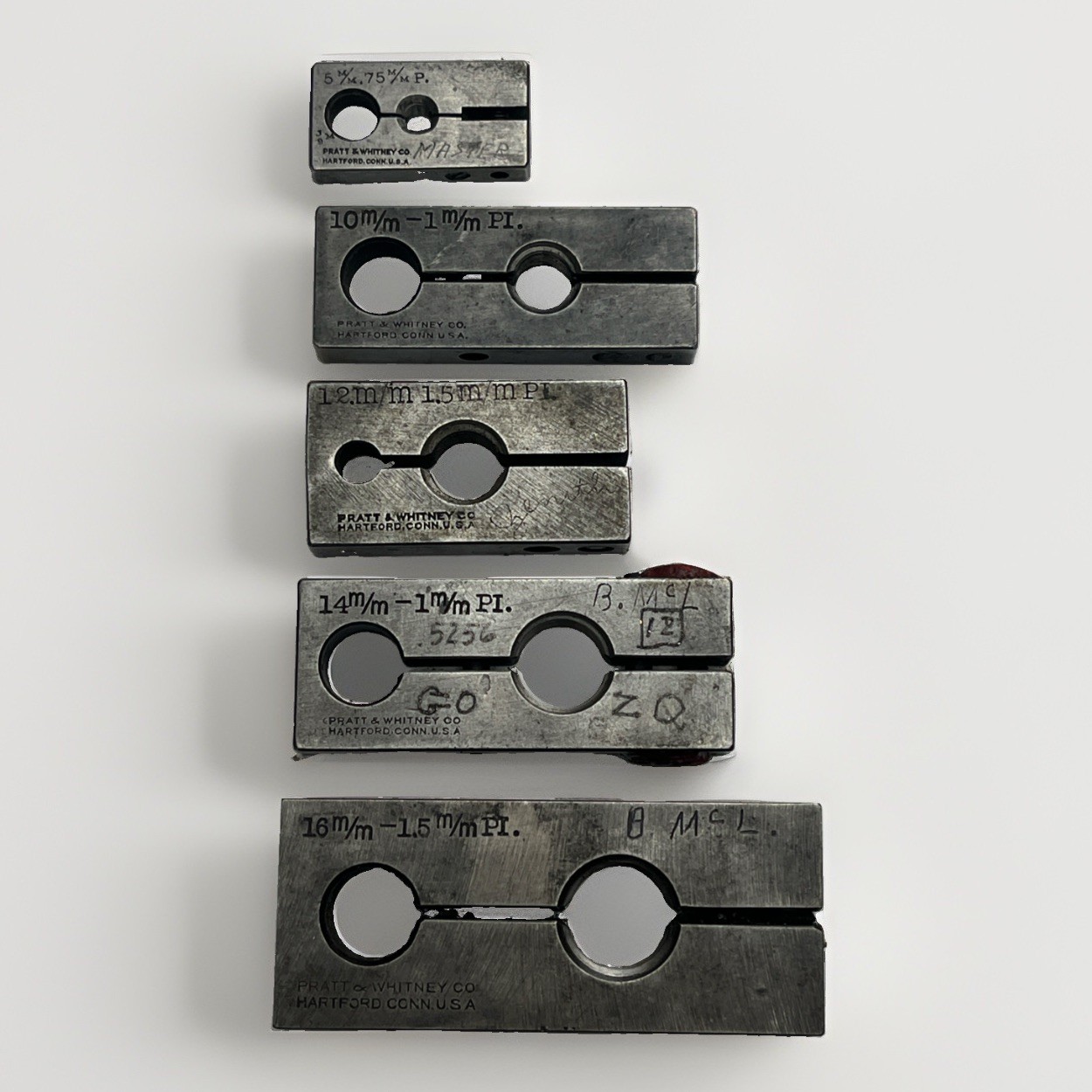 5pc Vintage Pratt & Whitney Metric Machine Screw Thread Gages Lot Split Block 5pc Vintage Pratt & Whitney Metric Machine Screw Thread Gages Lot Split Block