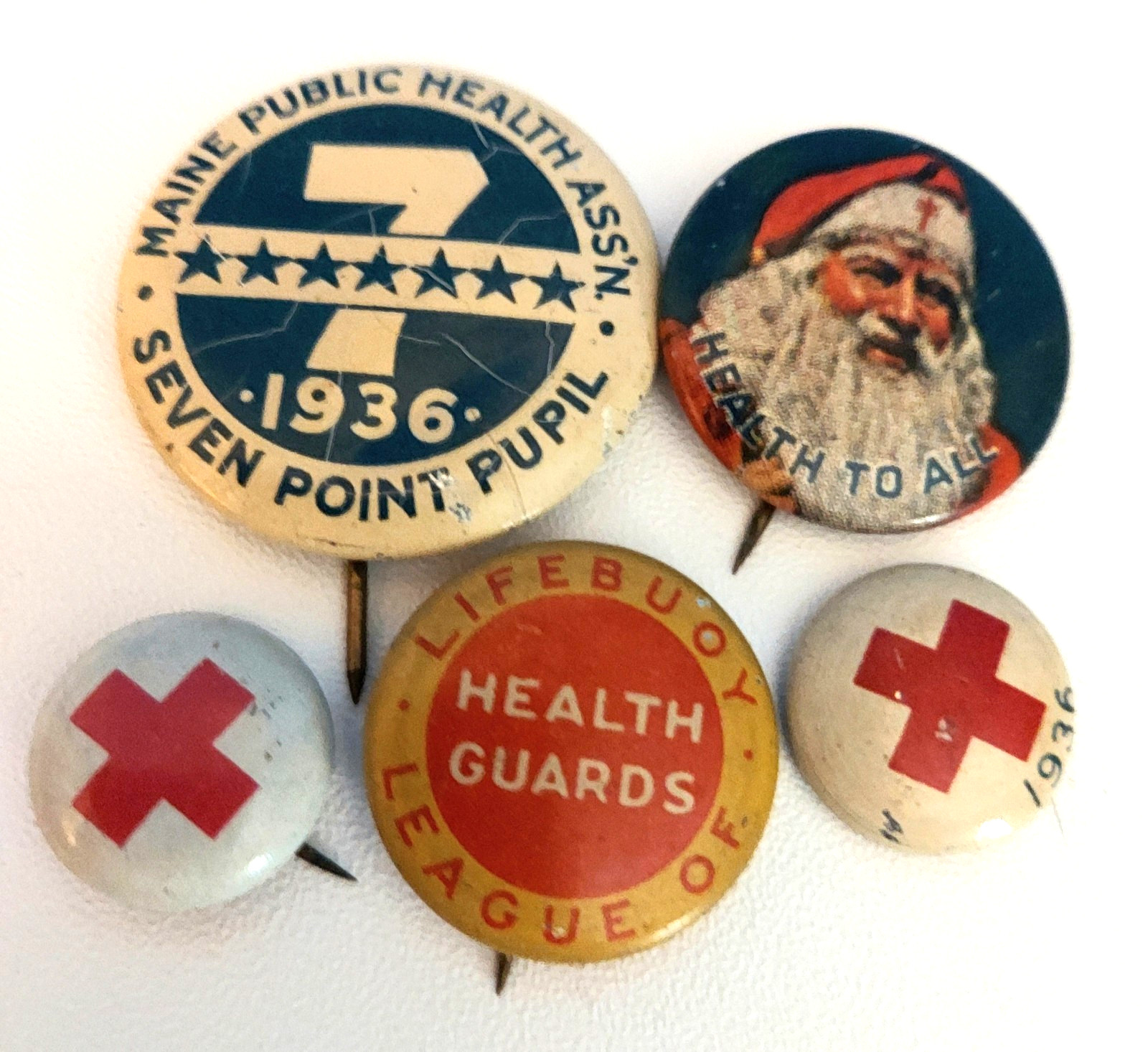 Vintage 1936 Health Pin/Buttons 1/4"-1" Vintage 1936 Health Pin/Buttons 1/4"-1"