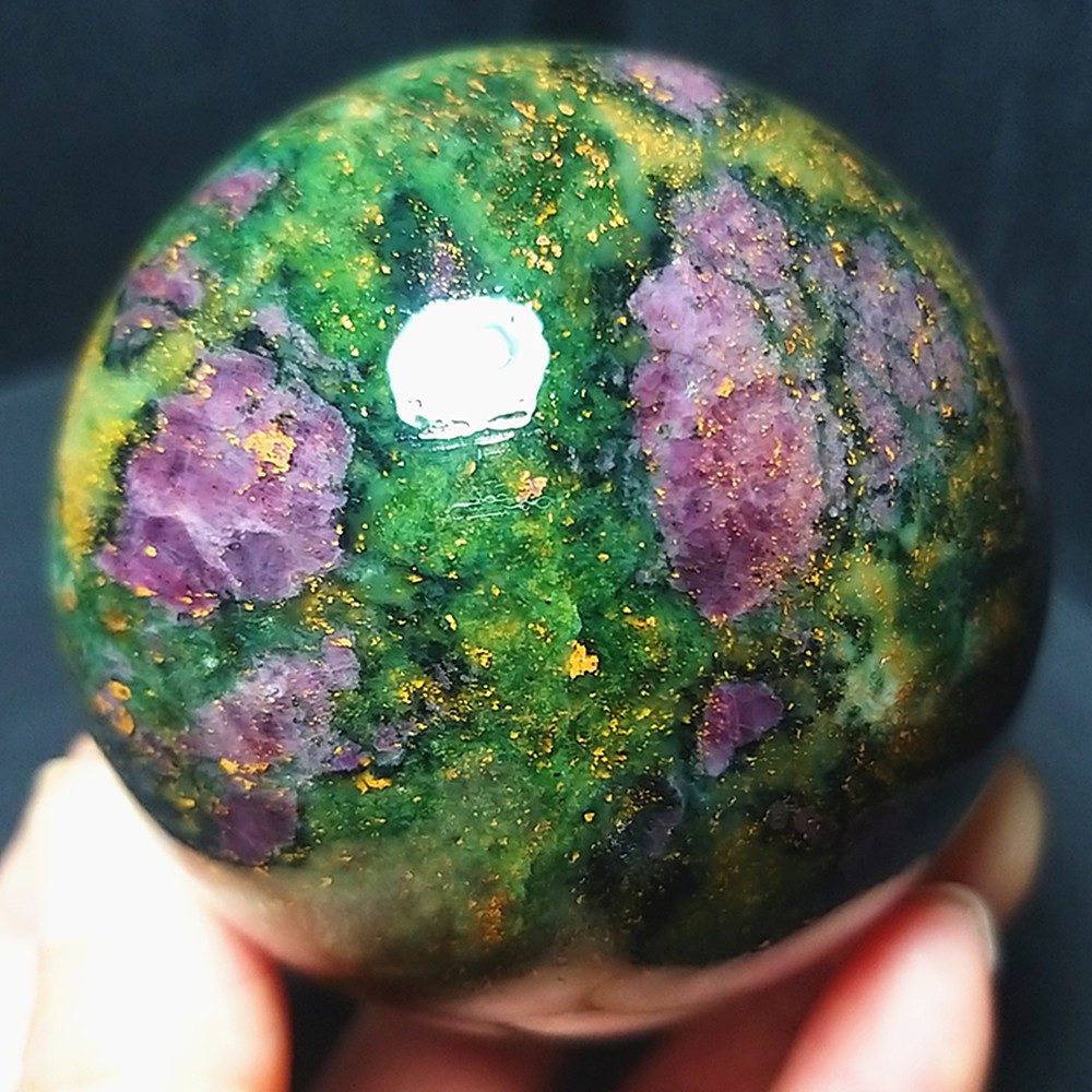 RARE 461g Natural Polished Emerald And Ruby Symbiotic Stone Ball A4783 RARE 461g Natural Polished Emerald And Ruby Symbiotic Stone Ball A4783
