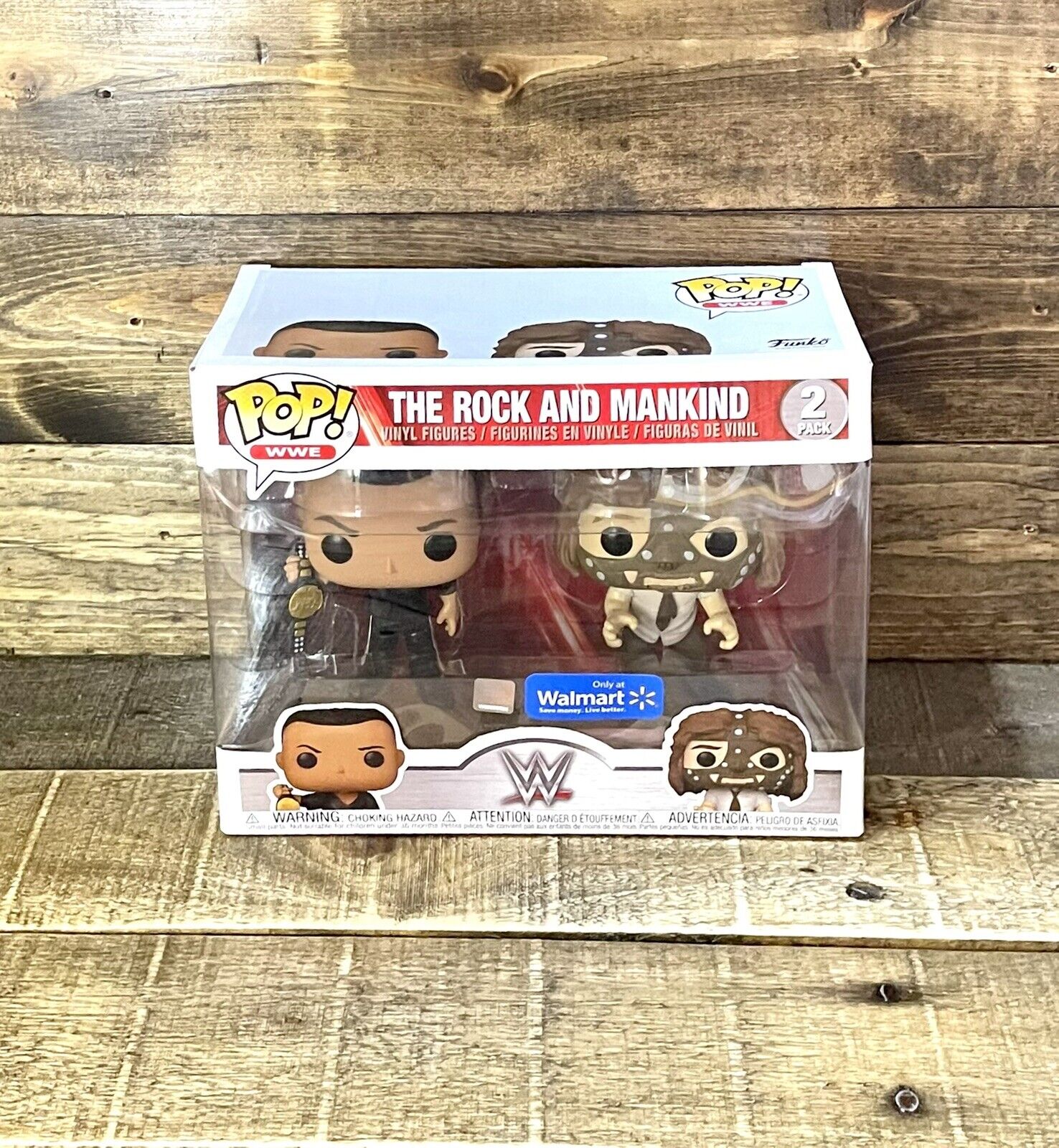 Funko Pop WWE The Rock And Mankind 2 Pack Walmart Exclusive 