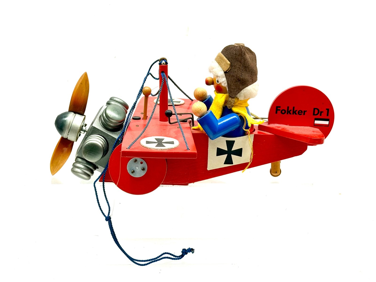 Vintage STEINBACH German SMOKER Red Baron Fokker Airplane Reuge Swiss MUSIC BOX