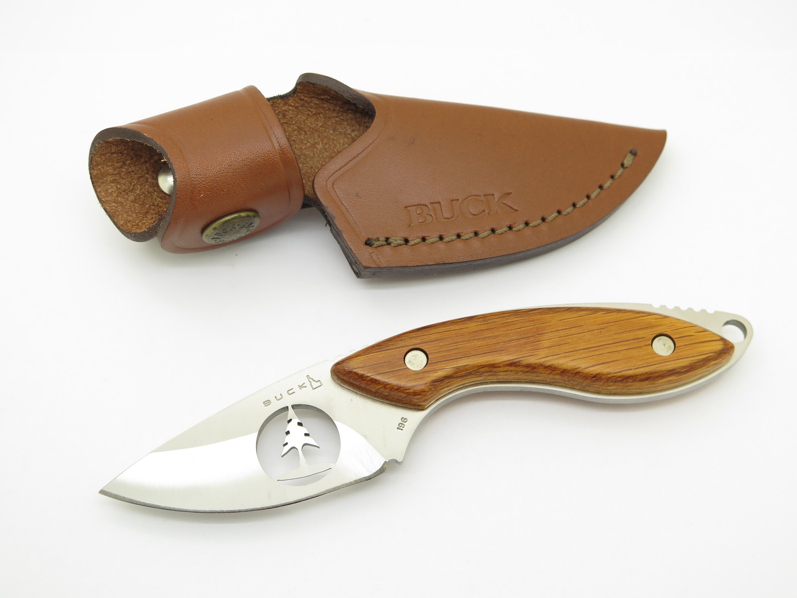 Vtg 2005 Buck 196 Mini Alpha Hunter Idaho Stamp Tree Cutout Fixed Blade Knife Vtg 2005 Buck 196 Mini Alpha Hunter Idaho Stamp Tree Cutout Fixed Blade Knife