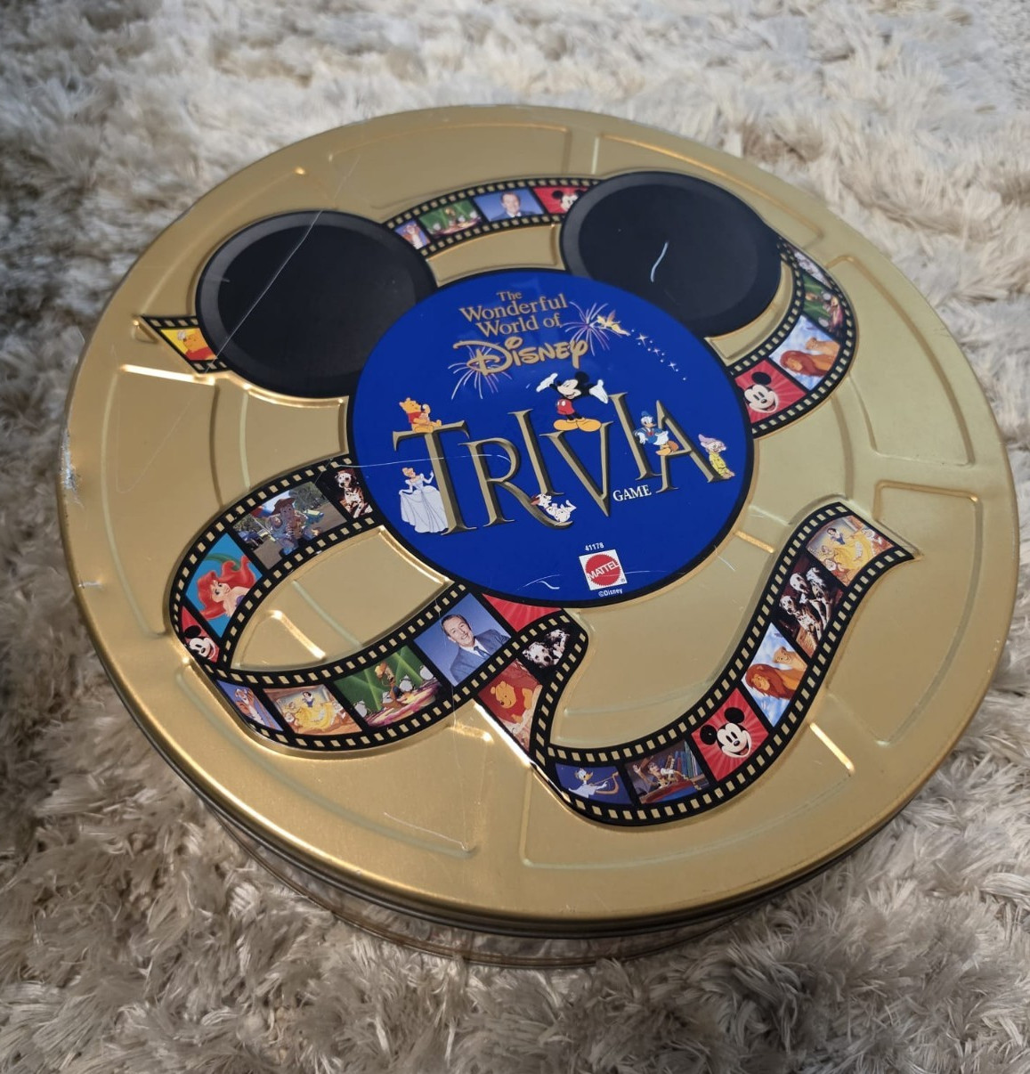 Mattel Wonderful World of Disney Trivia Game Tin Set w/ Board, Cards & Pieces