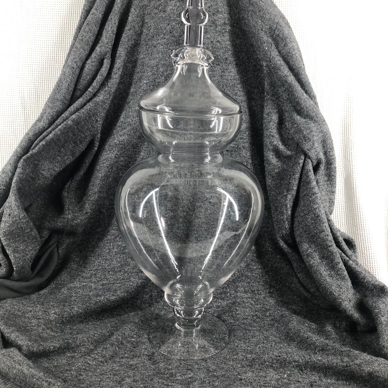 HUGE Vintage Ribbed & Footed Glass Chemist Carboy / Apothecary Display Jar