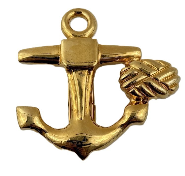 Vtg Womens Belt Buckle Nautical Anchor Rope Gold Tone Sailor Maritime