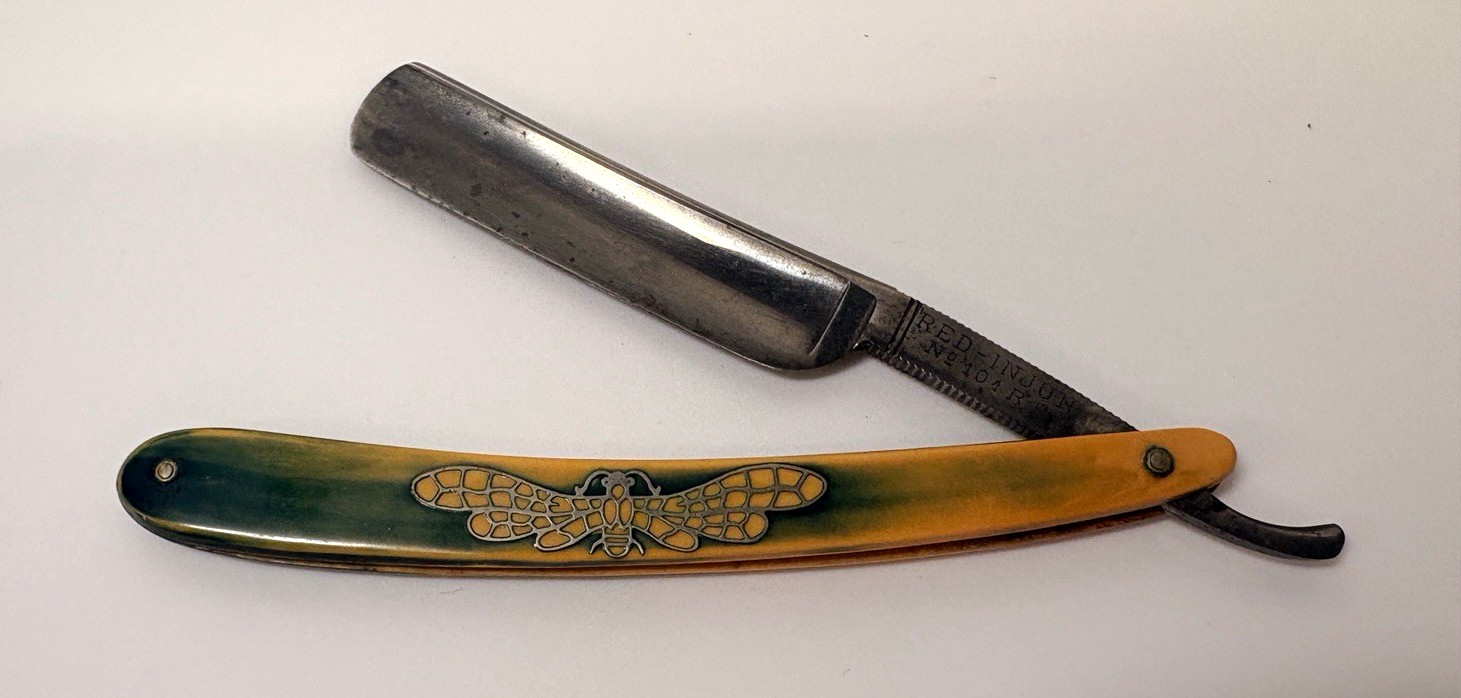 Vintage H.Boker Straight Edge Razor w/ inlaid Moth -101RP - S702 Vintage H.Boker Straight Edge Razor w/ inlaid Moth -101RP - S702