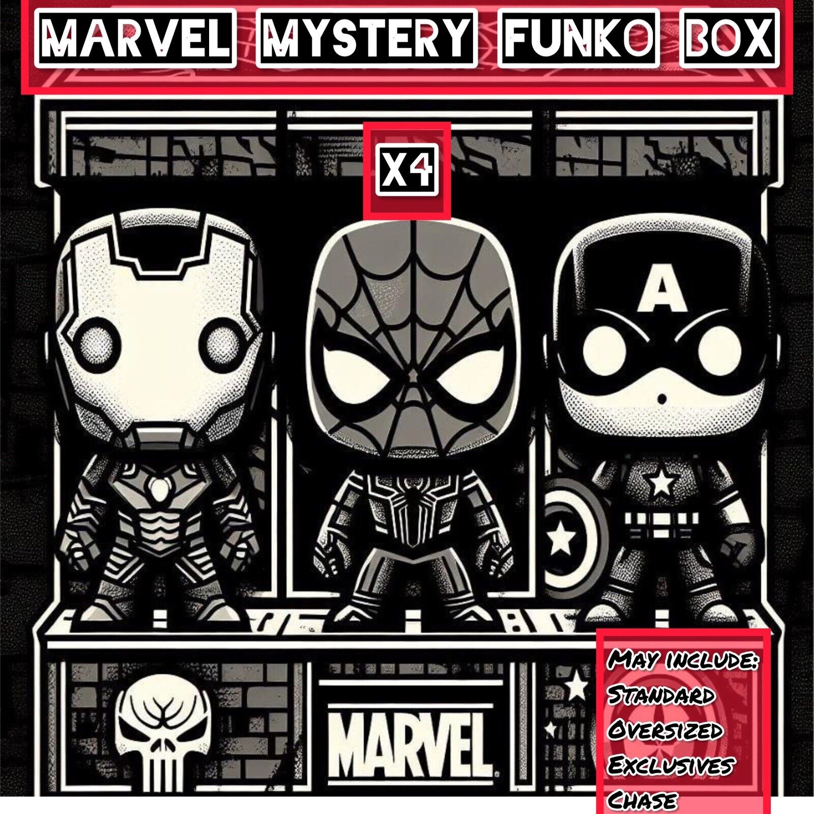 4 Marvel Funko Pop Mystery Box - Mystery Marvel Funko Pops In Pop Protecters