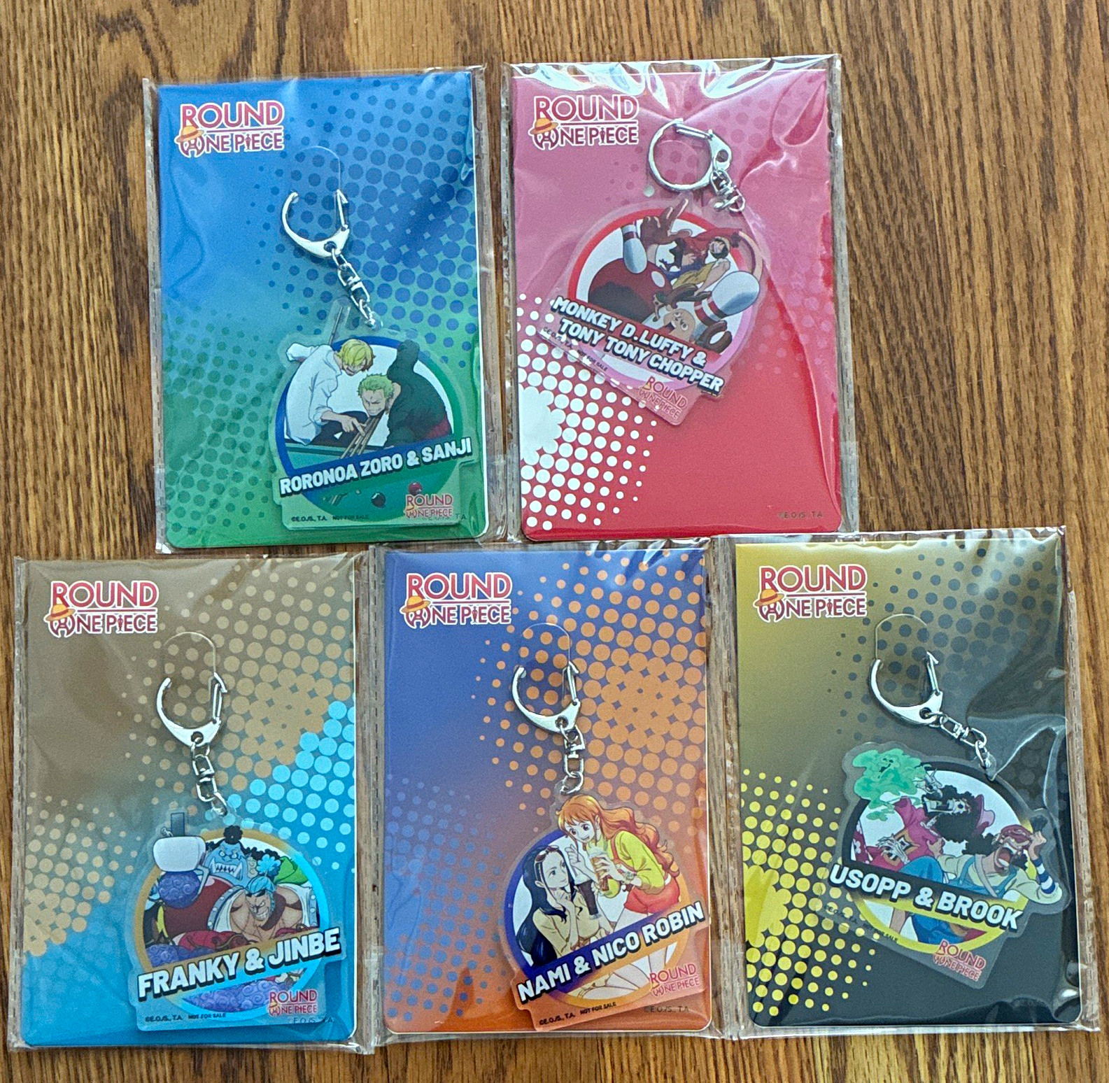 NEW Round1 x One Piece Acrylic/Metal Keychain Set of 5 