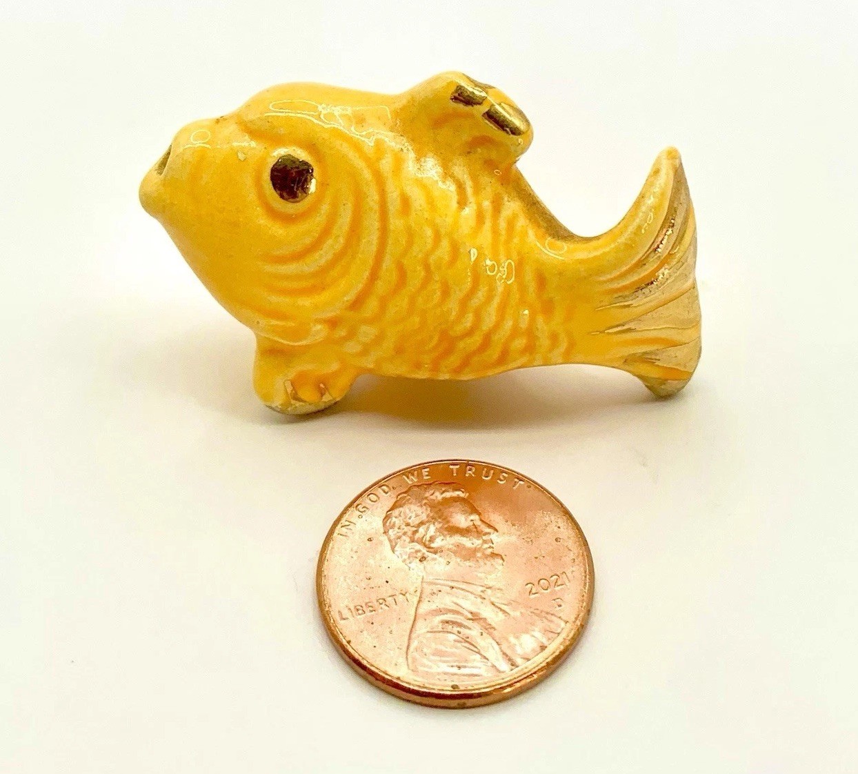 Vintage Miniature Fish Figurine Porcelain 24K Gold German 1930s Art Deco Trinket Vintage Miniature Fish Figurine Porcelain 24K Gold German 1930s Art Deco Trinket