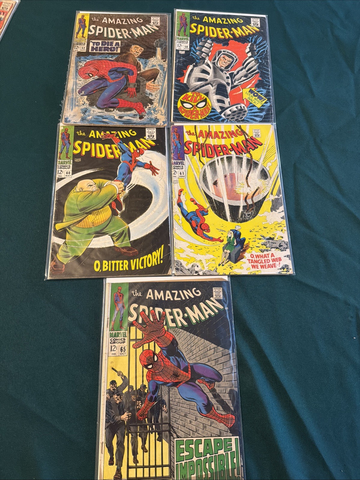 Marvel The Amazing Spider-Man Silver Age Comic Lot #52 58 60 61 65 Low Grade Marvel The Amazing Spider-Man Silver Age Comic Lot #52 58 60 61 65 Low Grade