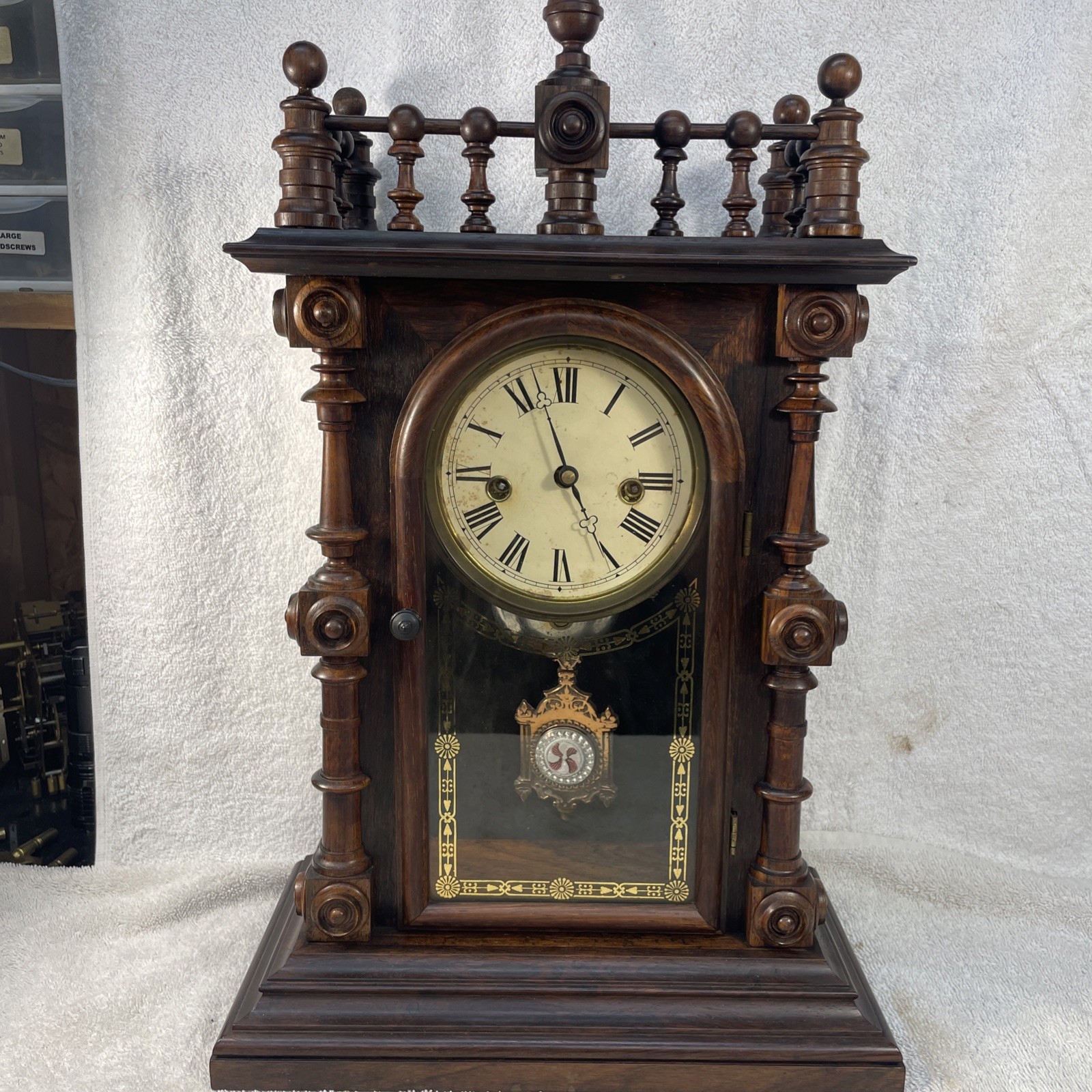 Antique E.N. Welch Gerster V.P. Patti mantle clock Beautiful Wood An Clock Antique E.N. Welch Gerster V.P. Patti mantle clock Beautiful Wood An Clock