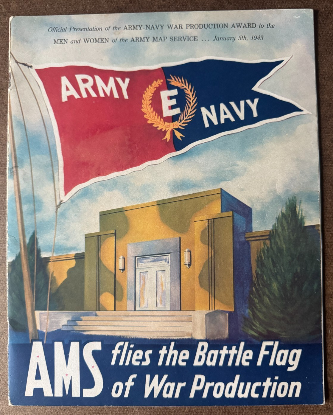 Vtg 1943 WWII Army Navy Production Award Program Army Map Service Washington DC Vtg 1943 WWII Army Navy Production Award Program Army Map Service Washington DC