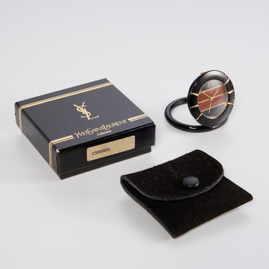 Yves Saint Laurent YSL Pocket Watch Clock Quartz Swiss Made with Original Box