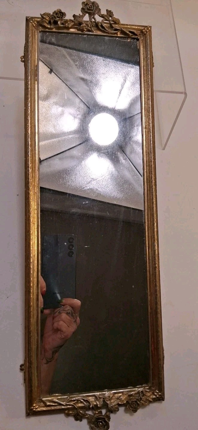 Vtg Stylebuilt Rose Patterned Square 20" Oblong Vanity Mirror Read Look Vtg Stylebuilt Rose Patterned Square 20" Oblong Vanity Mirror Read Look