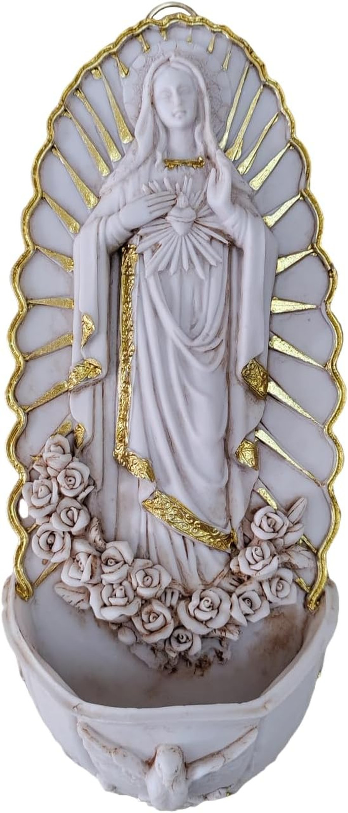 Catholic Wall Decor,Holy Water Font for Home, Handcrafted White Resin Wall-Mount