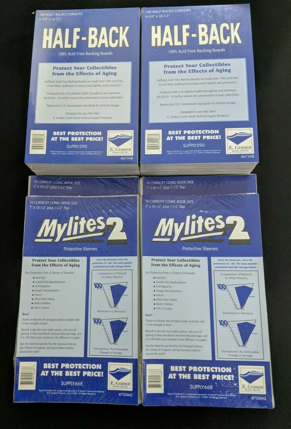 200 E. Gerber Mylites2 & Half Backs Set - Current Modern Age Comic 700M2 | 675HB 200 E. Gerber Mylites2 & Half Backs Set - Current Modern Age Comic 700M2 | 675HB